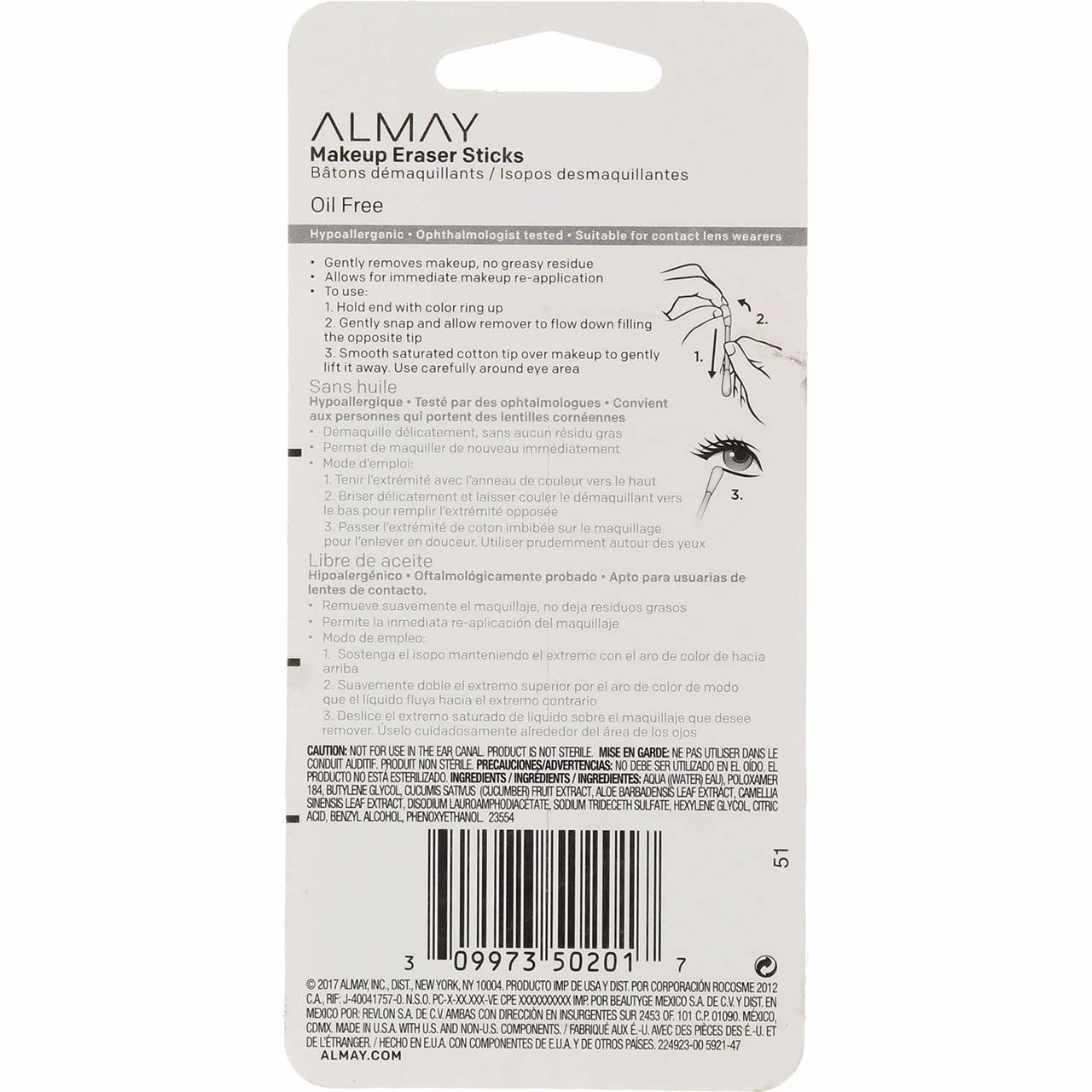 Almay Makeup Eraser Sticks, Liquid Filled Sticks 24 ea (Pack of 4)