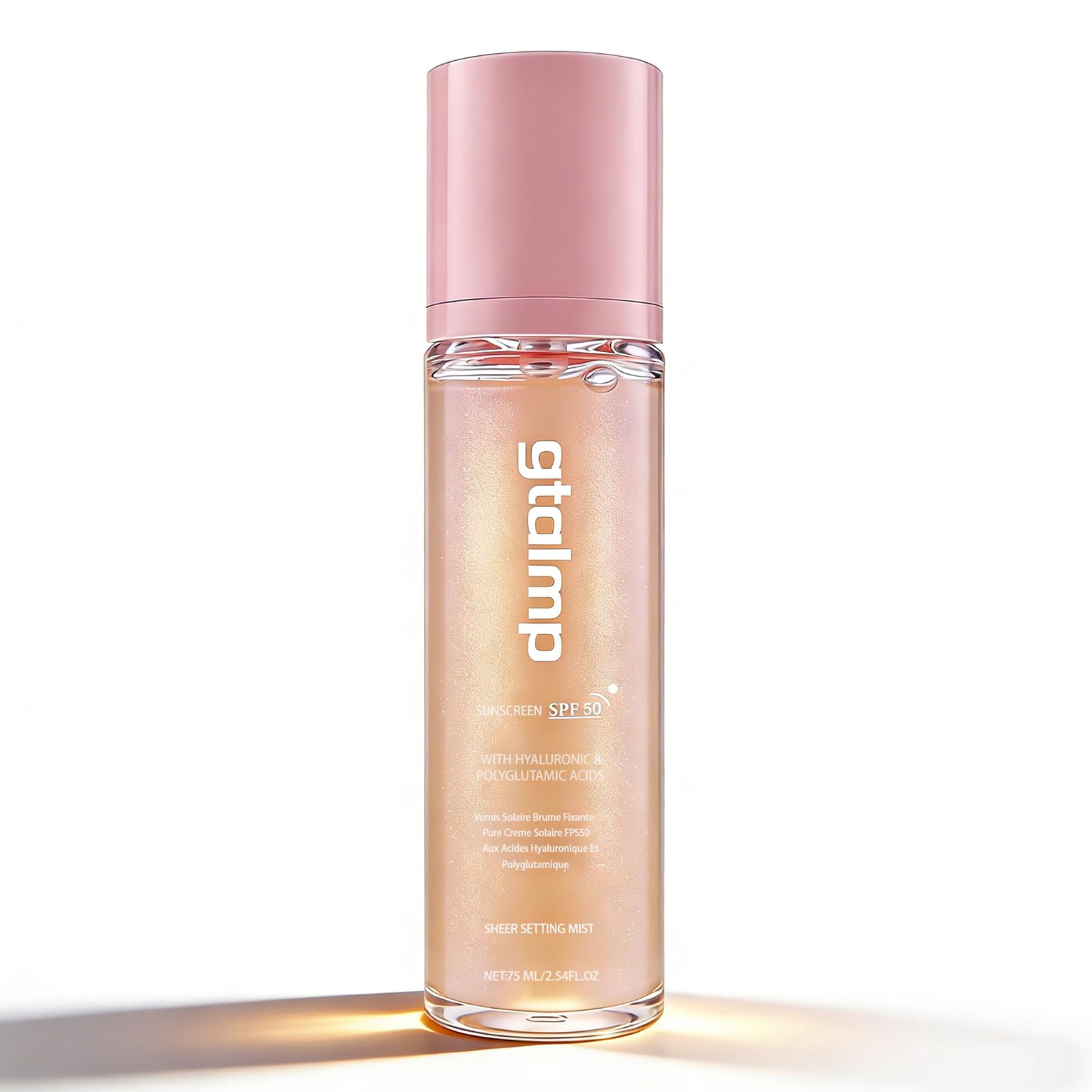 gtalmp Sheer Setting Mist Sunscreen SPF 50, Glitter Body & Face Sunscreen Spray, Weightless, Fast Drying Setting Spray for a Hyd