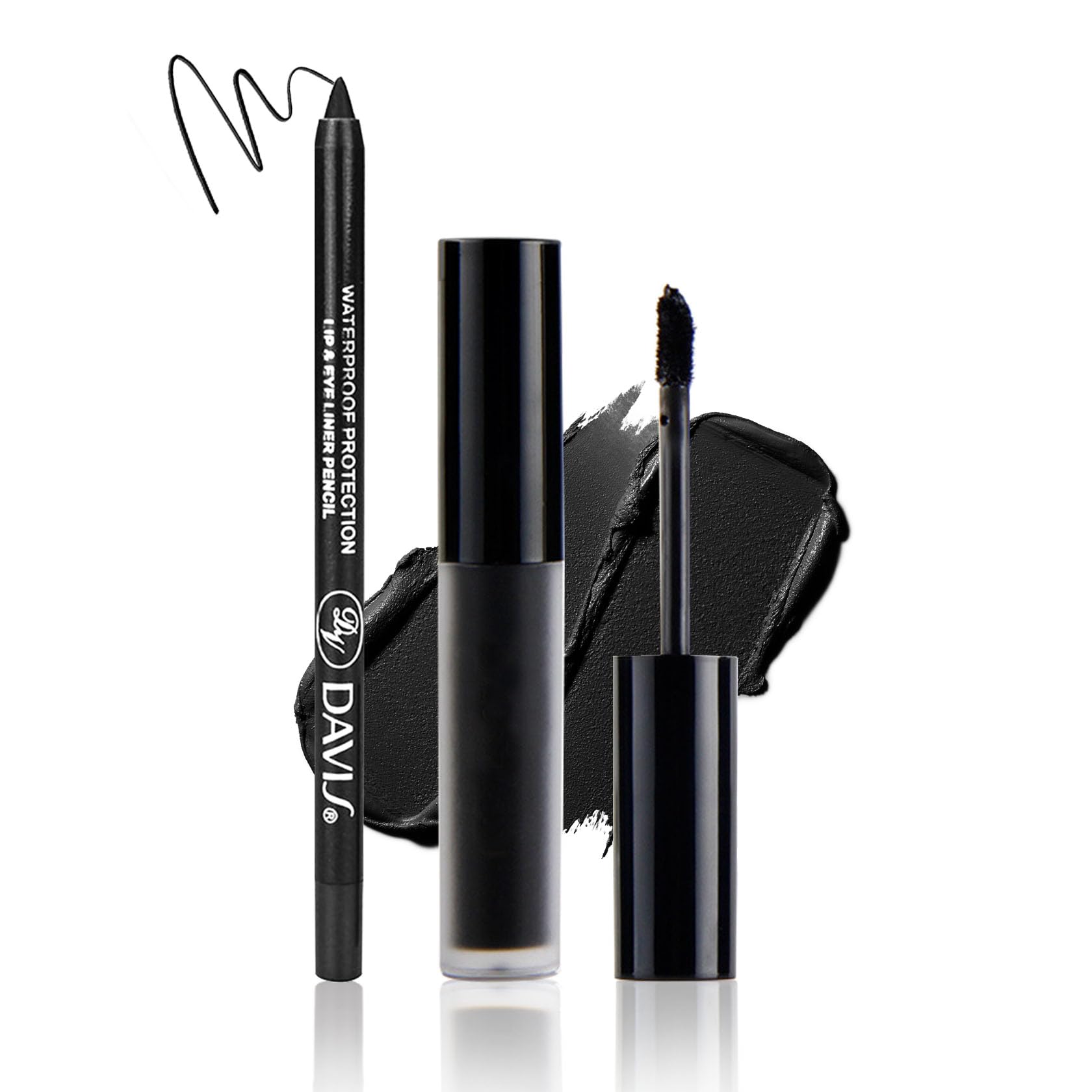 Zhishudl Matte Black Lipstick Lip Liner Set Black Liquid Lipstick Lip Tint Stain High Pigmented Black Lip Liner And Lip Gloss Se