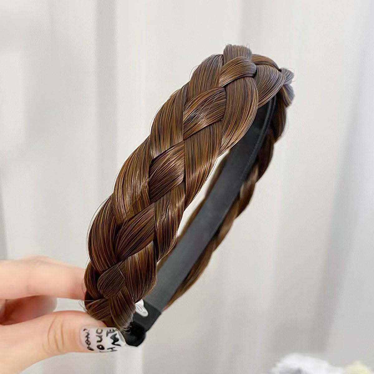 SLTXLNXH Wide Messy Braided Headband With Teeth Synthetic Hair Plaited Headband High Elasticity Braids Fishtail Braided Hair Ban