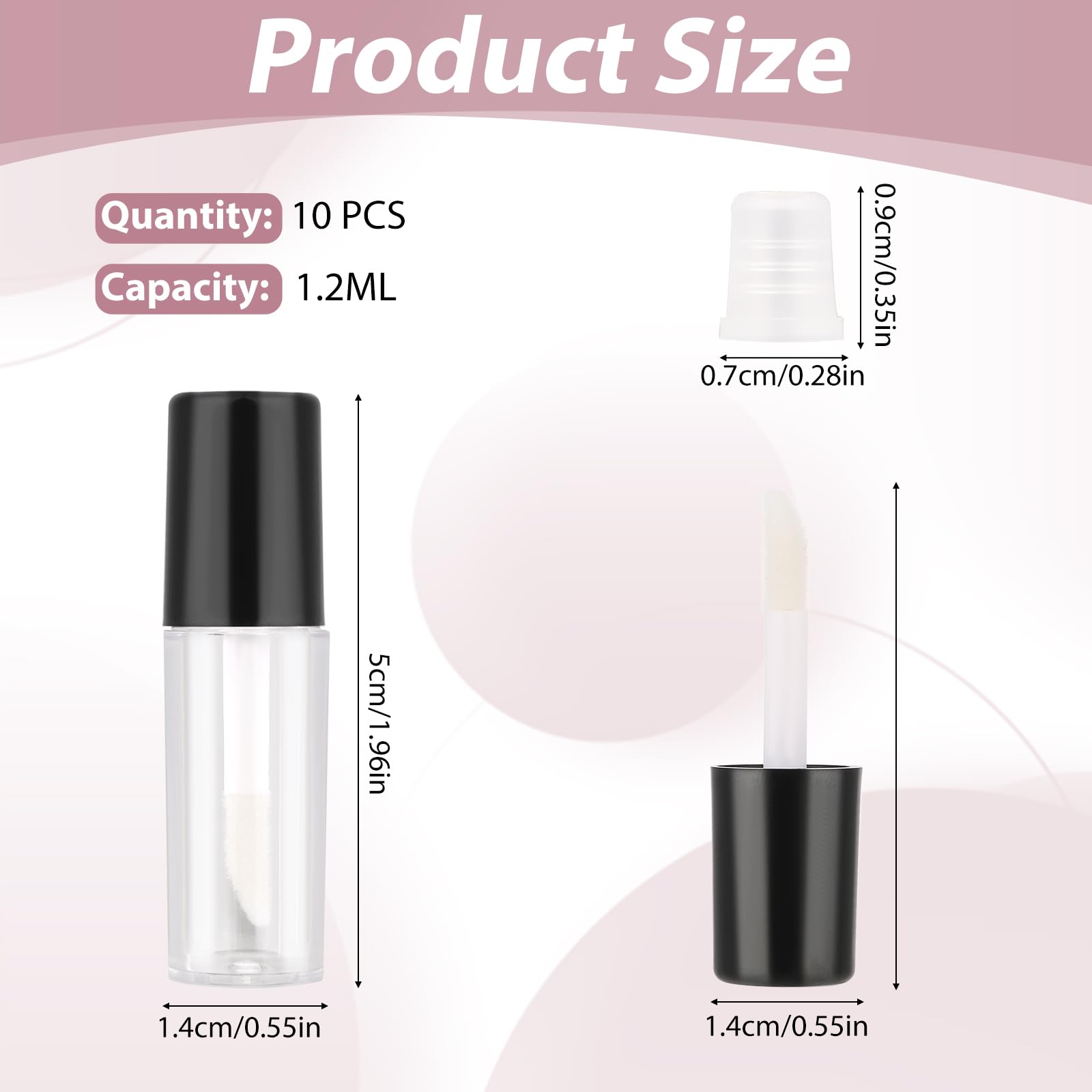 Molain 10Pcs Empty Lip Gloss Tubes, 1.2Ml Mini Refillable Cosmetic Containers Bottles Lip Balm Bottles For Lipstick Samples, Lip
