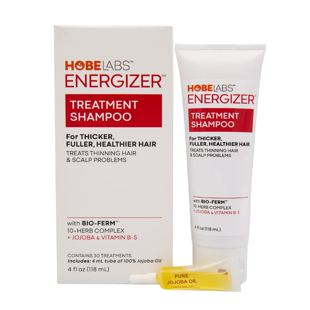 Hobe Labs Energizer Treatment Shampoo with Jojoba Oil, 4 fl oz Bio- Ferm Penetrates and Removes Excess Sebum Without Chemicals, 