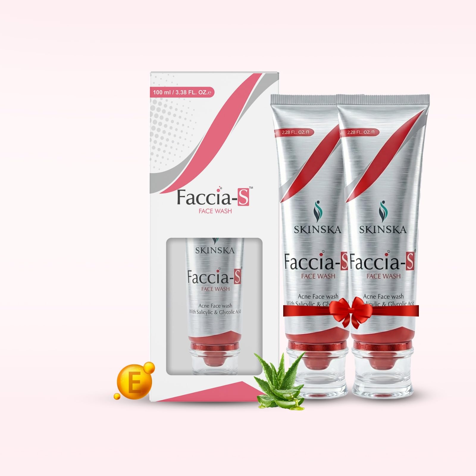 Skinska Naturals Anti-Aging Face Wash Gel (200G, Pack Of 2) | Glycolic Acid, Salicylic Acid & Aloe Vera | Acne, Scars, Blackhead