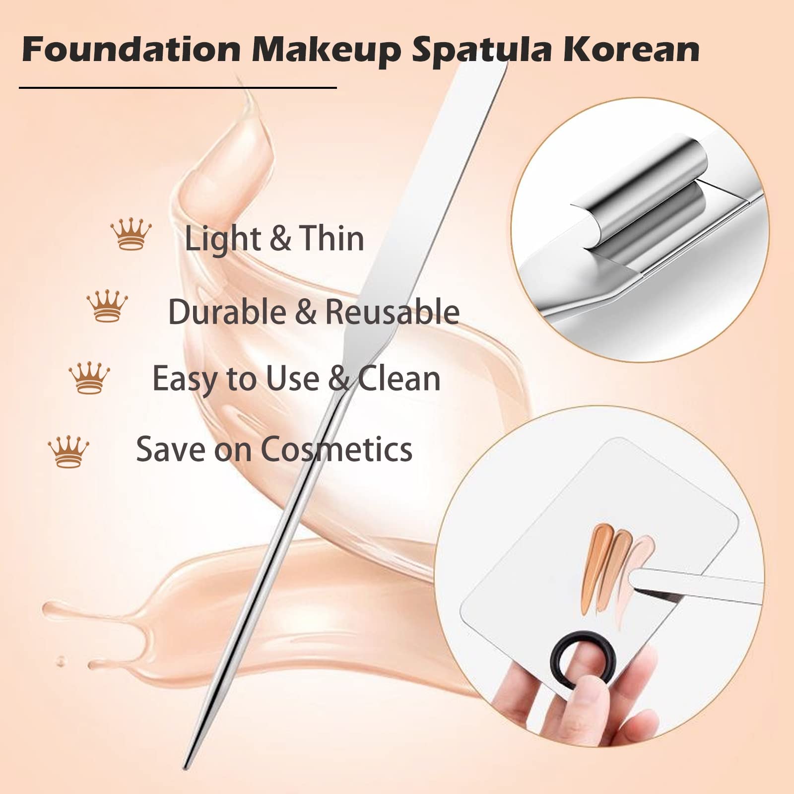 Penugo Picasso Makeup Spatula And Palette Set, Korean Makeup Spatula With Leather Cover, Stainless Steel Makeup Palette With Scr