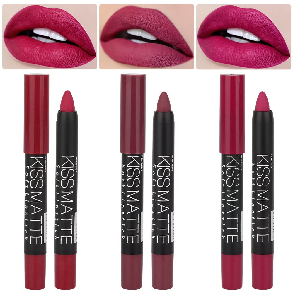 Bingbrush 3 Colors Moisture Smooth Longwear Lipstick Pack Set, Matte Color Stick Ultimate Lip Crayon For Makeup Collection - Nou