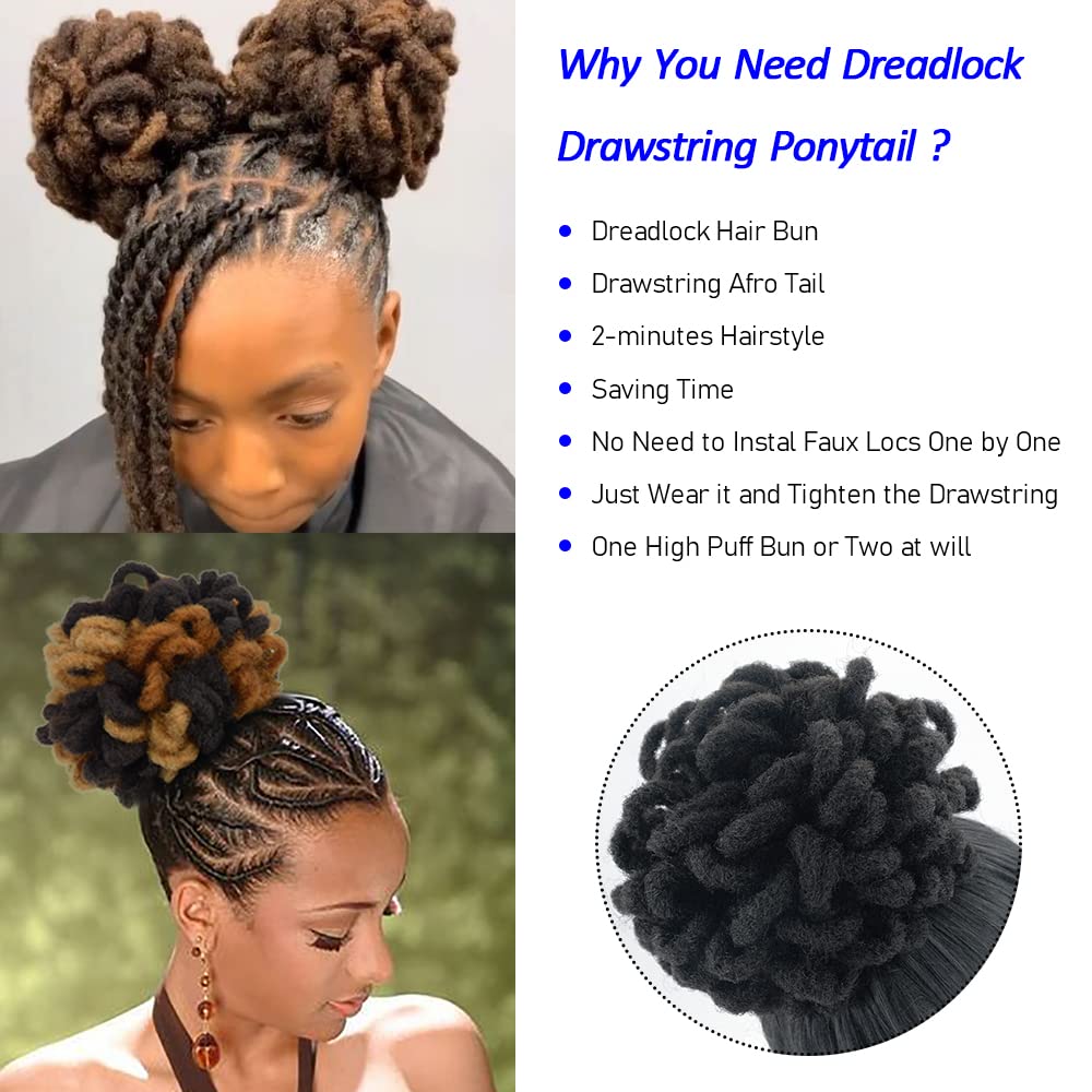 Kgbfass Blonde Loc Buns For Black Women Drawstring Ponytail Loc Petal Bun Curly Locs Ponytail Dreadlock Buns Faux Locs Ponytails