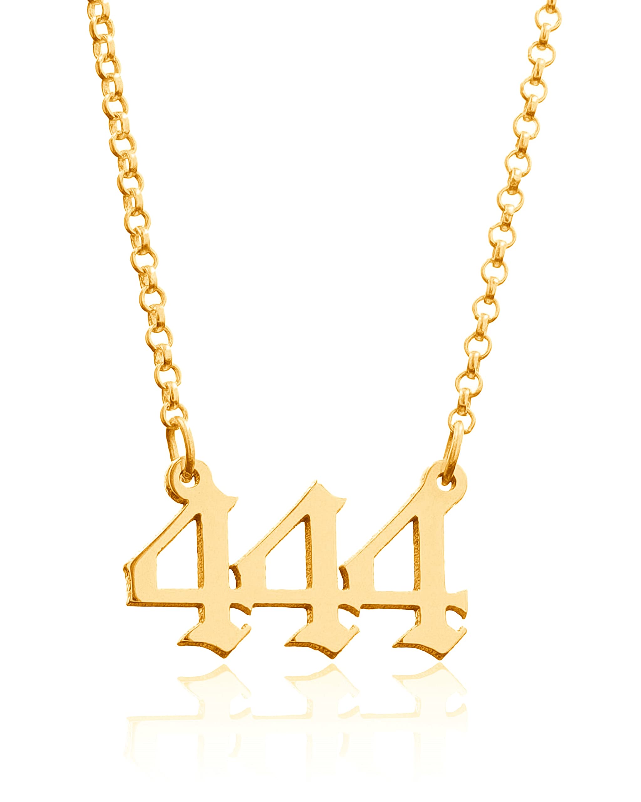 CoolJewelry Angel Number Necklace for Women 111 222 333 444 555 666 777 888 999 Old English Numerology Stainless Steel Necklace 