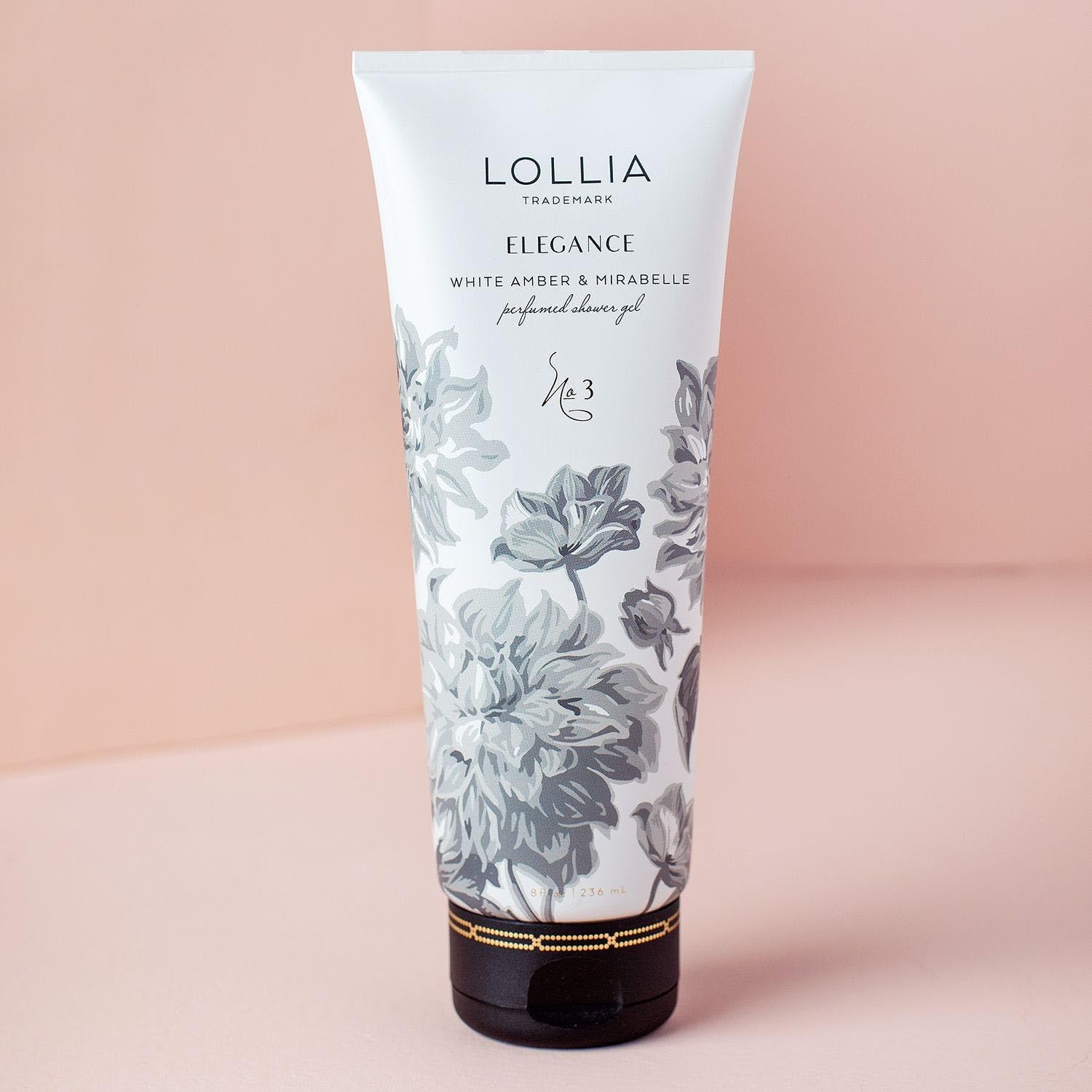 Lollia Elegance Shower Gel, 8 Fl. Oz. - White Amber & Mirabelle - Scented Shower Gel Body Wash, Shea Butter Body Wash, Bath Wash
