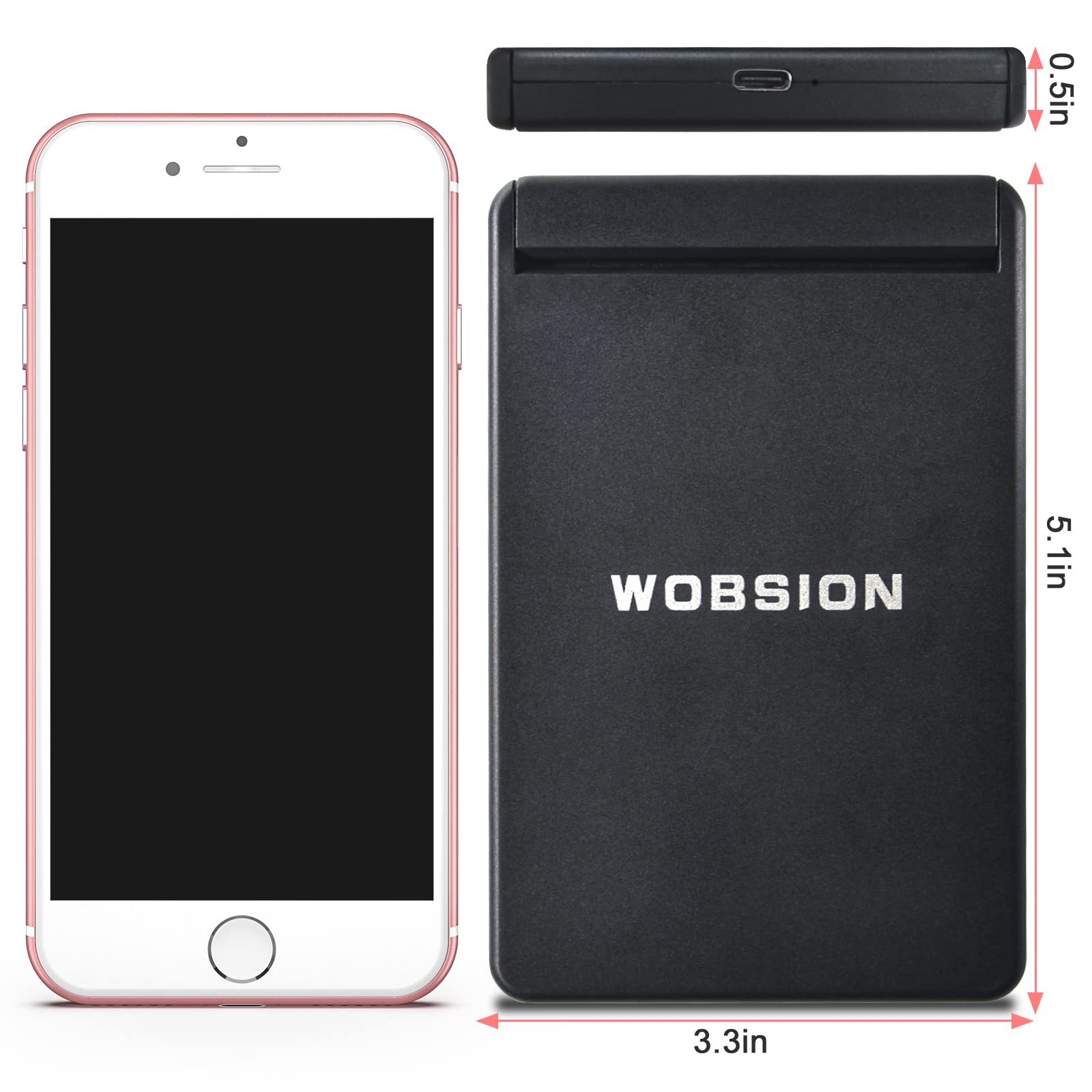 Wobsion Travel Mirror With Light, Rechargeable Lighted Compact Mirror, 1X/3X Magnifying Mirror With 23 Leds,300   Flip Folding P