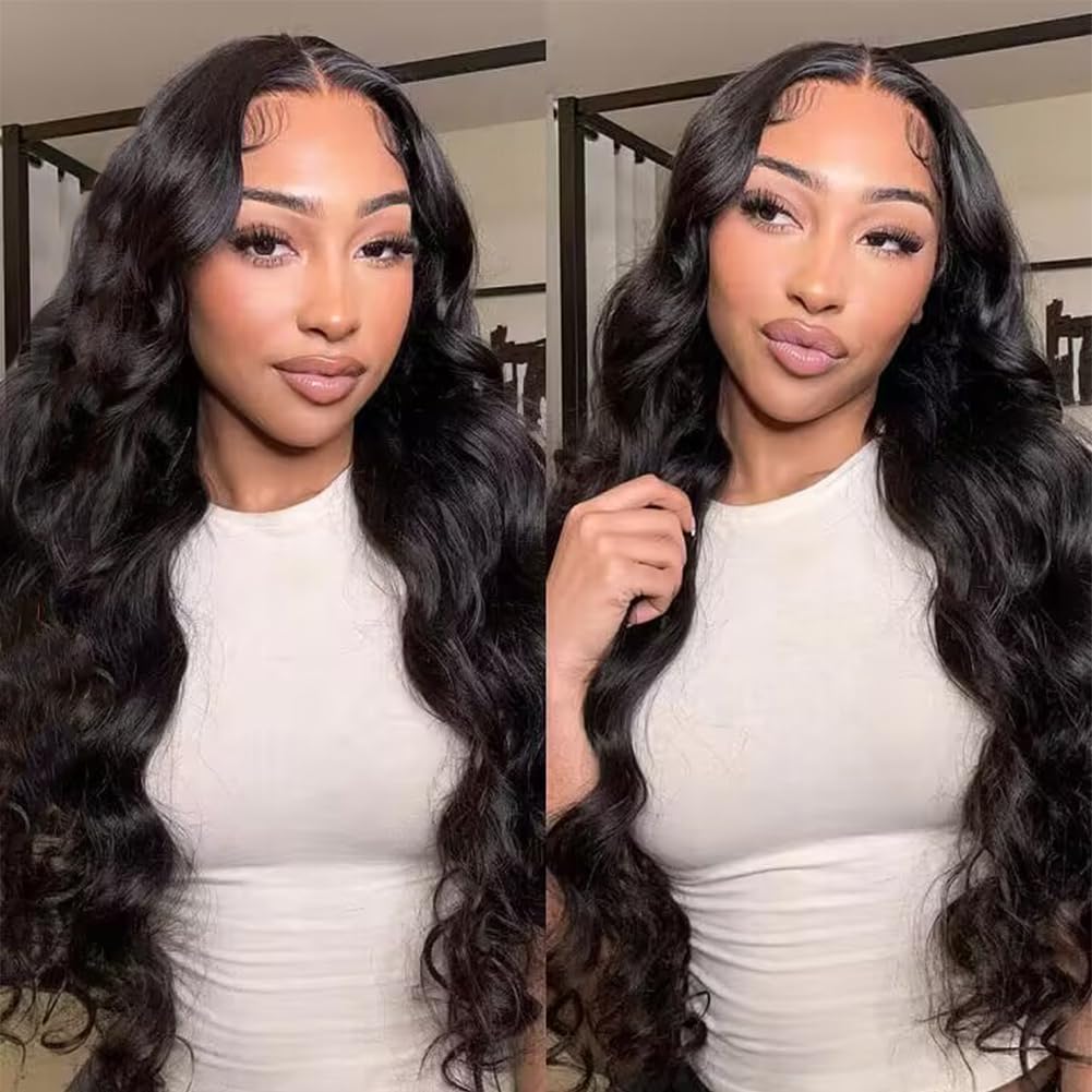 4x4 Body Wave Lace Front Wigs Human Hair Pre Plucked with Baby Hair 150% Density 16 Inch Human Hair Wigs Brazilian Virgin Fronta