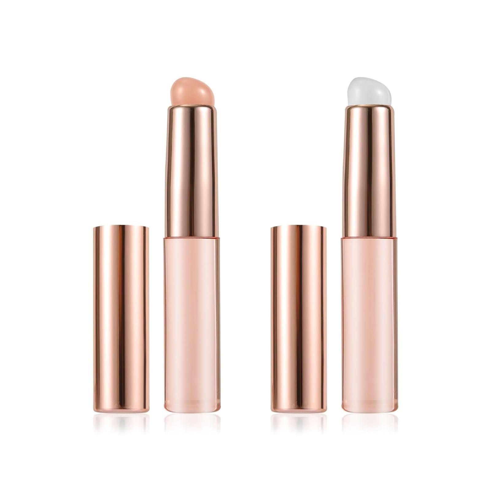 2 Pcs 9.51.5cm Silicone Lip Applicator with Cover, Reusable Round Head Lip Brush, Portable Lip Gloss Lip Balm Mask Applicator 