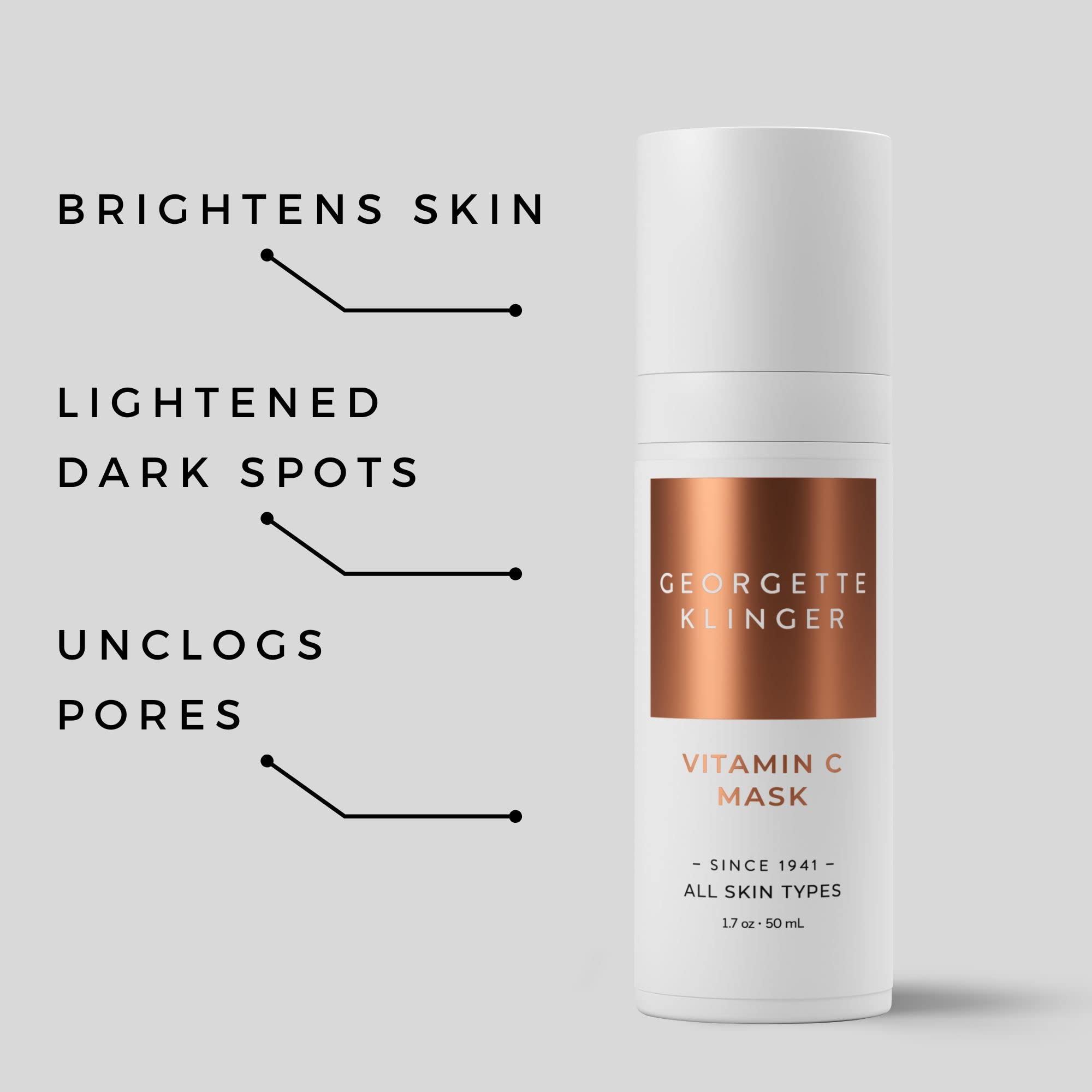 Vitamin C Mask - Nutrient-Rich Skin Brightening Treatment, Draws Out Impurities, Unclogs Pores, Fights UV Damage, Smooths and Fi