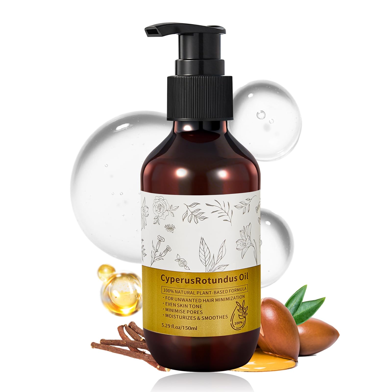 NIZENTA RoundLeaf Cyperus Rotundus Essential Oil, Reduces Body Hair Growth, Minimizes Pores, Moisturizes and Soothes the Skin, 