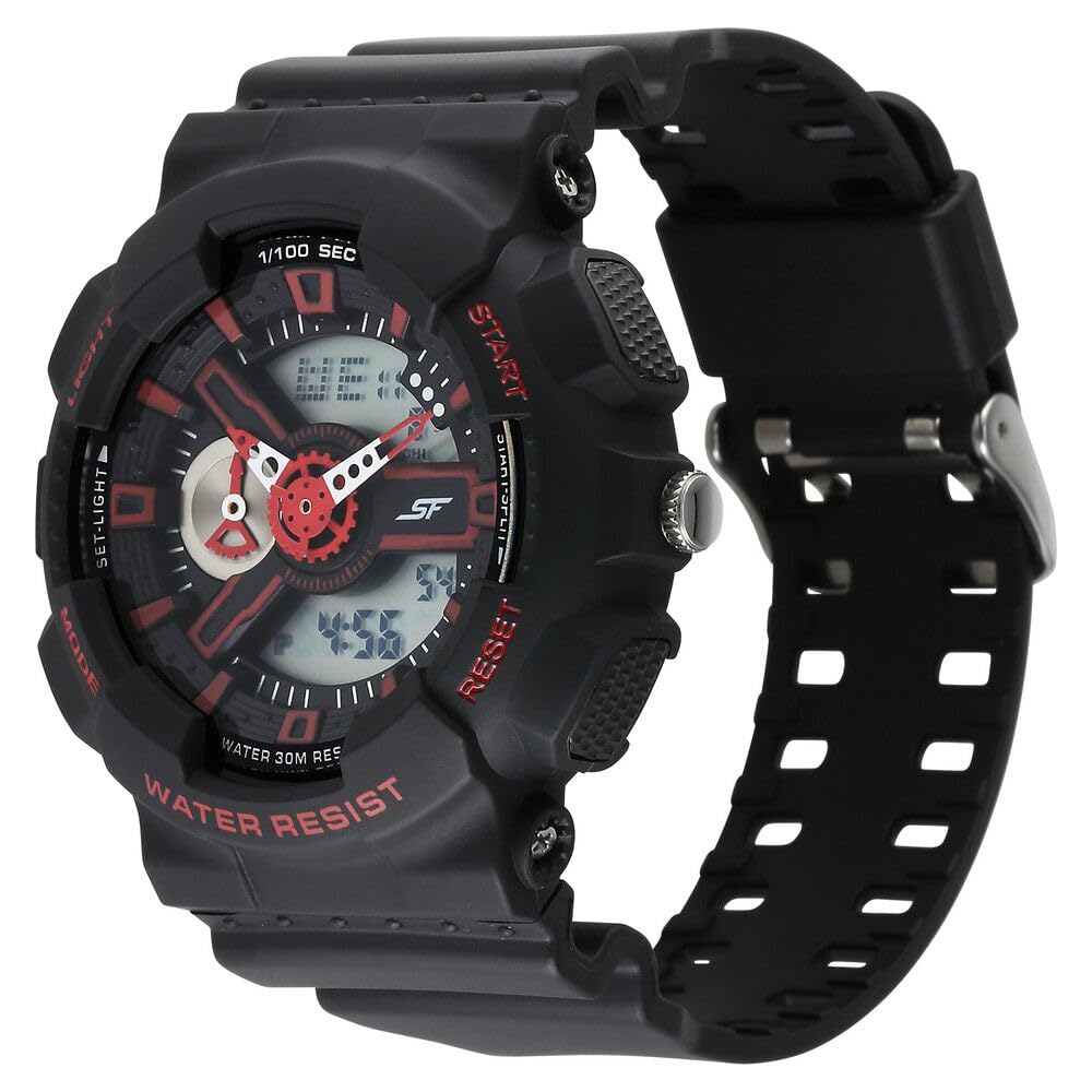 Sf Dreamer Series Quartz Digital Analog Digital Black Plastic Strap For Men-77132Pp03W, Black Colour, Strap