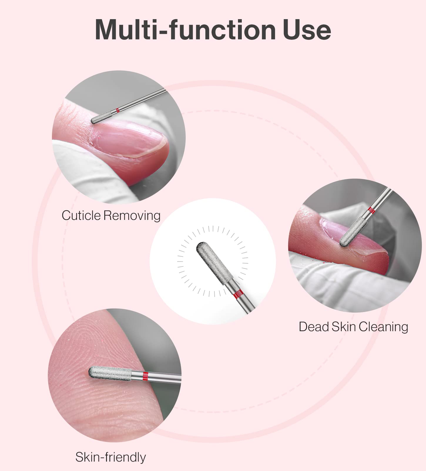 Melodysusie 3Mm Rounded Top Barrel Cuticle Clean Nail Drill Bit 3/32 ' ', Professional Safety Carbide Diamond Under Nail Cleaner