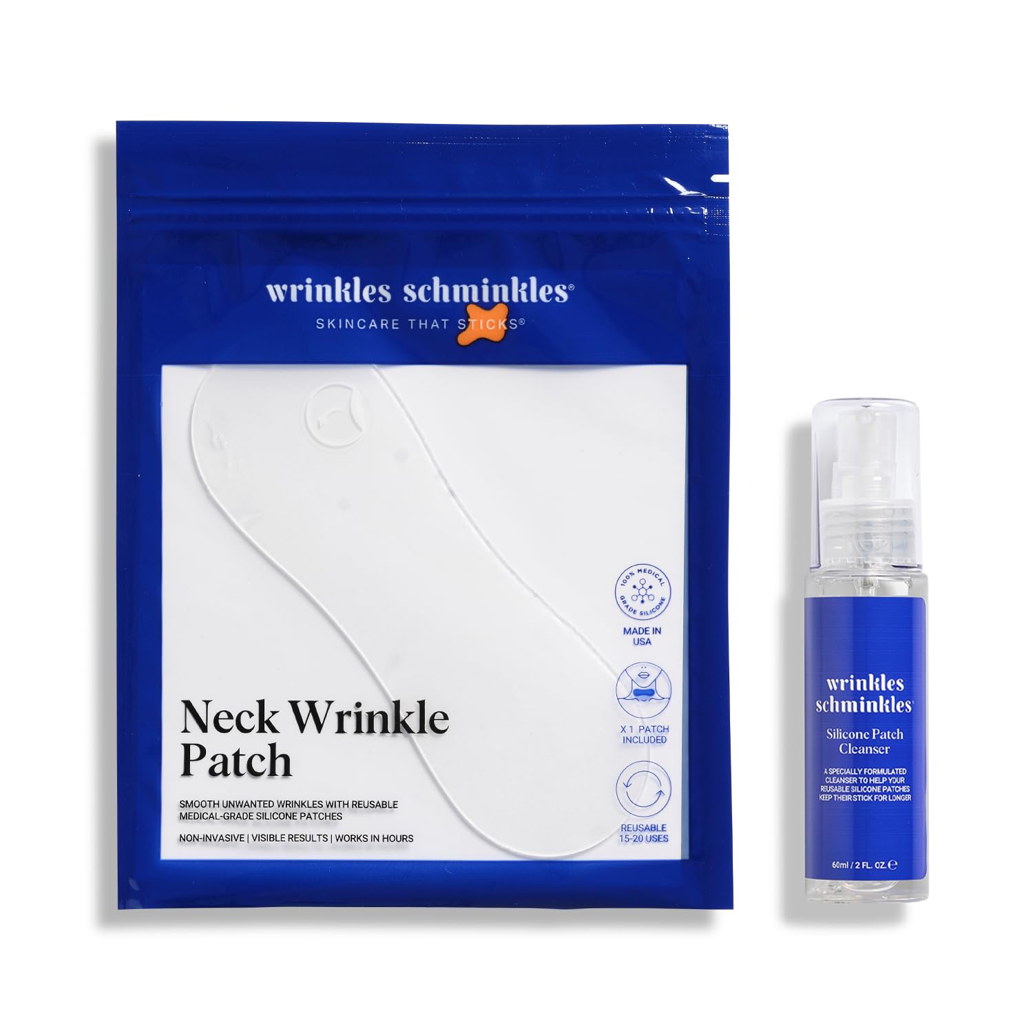 Wrinkles Schminkles Neck Wrinkle Patch, 1-Pack, Reusable Hypoallergenic Silicone Smoothing Pad for Neck Wrinkle Prevention + Pat