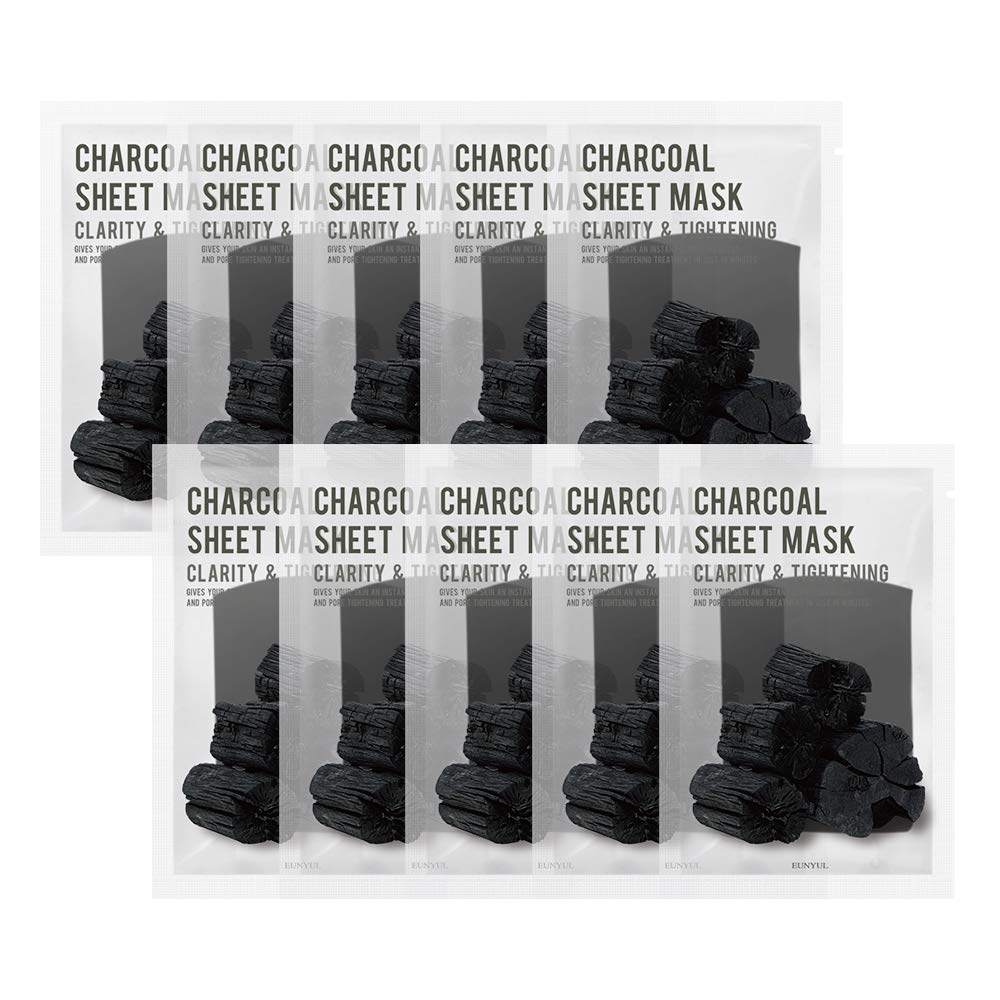 [Pack of 10] EUNYUL Purity Facial Sheet Mask Pack CHARCOAL x 10pcs Korean Skincare Hydrating & Nourishing & Natural Ingredients