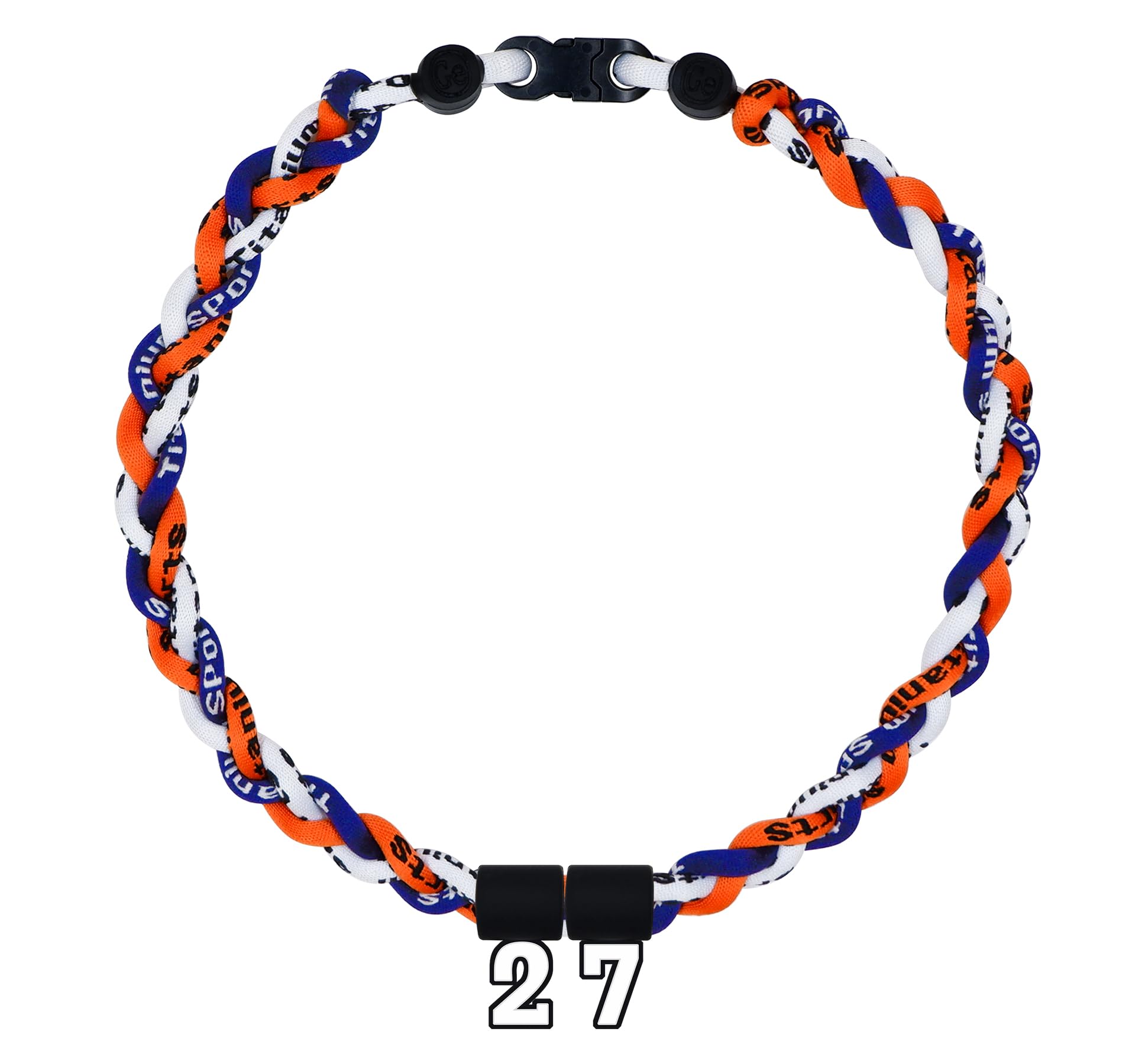 SUPBOMM Baseball Rope Necklaces, League Team Colors Braided Necklace with Number Pendant, Baseball Team Gifts, Astros, No. 27