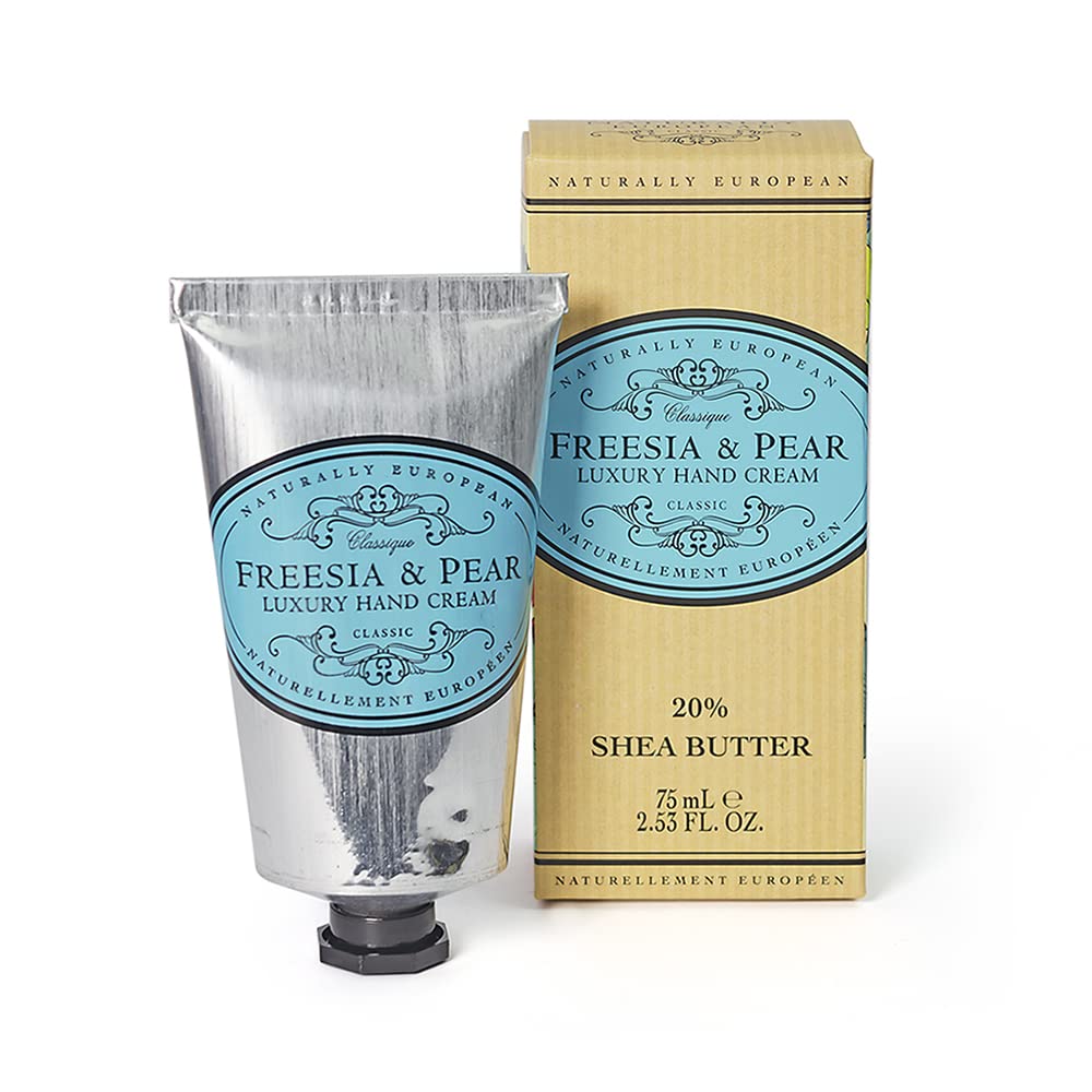 Naturally European Freesia & Pear Luxury Hand Cream Boxed 20% Shea Butter - 75ml | Combats Dry Skin For Those Hardworking Hands 
