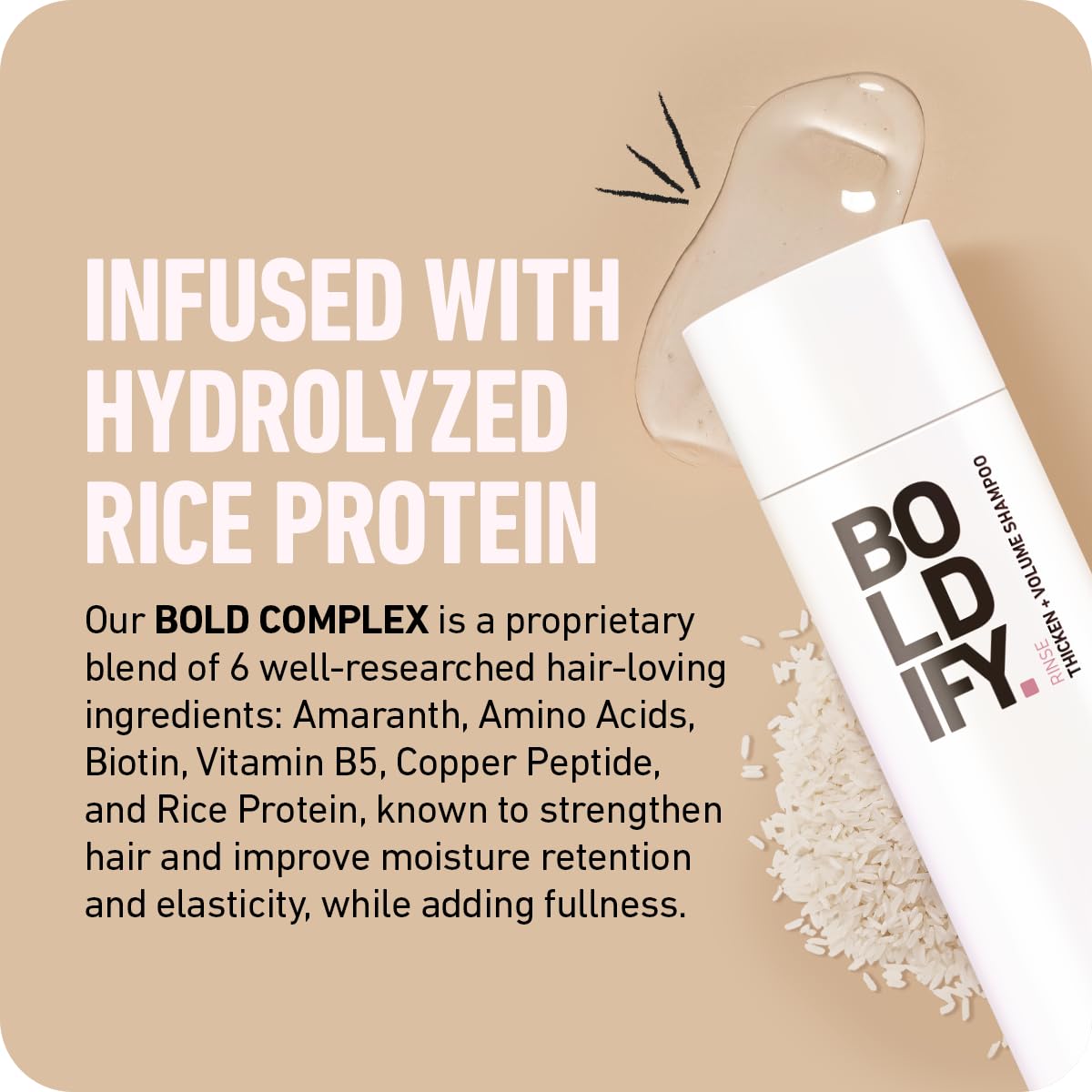 Boldify Thickening Shampoo - Rice Water Shampoo For Thinning And Oily Hair - Volumizing Shampoo For Fine Hair, Weightlessly Remo