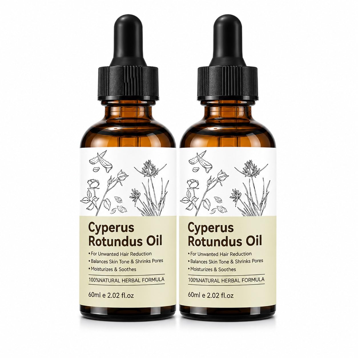 Cyperus Rotundus Oil(2Pack), Natural Cyperus Rotundus Oil For Hair Removal, Reduces Unwanted Hair Growth, Moisturizes & Soothes 