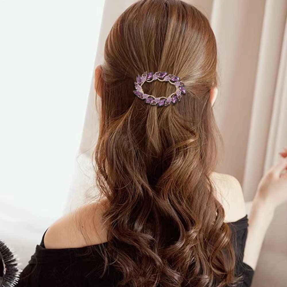 Insowni 4 Pack Gold Glitter Sparkly Jeweled Gems Korean Decorative Rhinestones Crystals Leaf Metal French Barrettes Alligator Sn