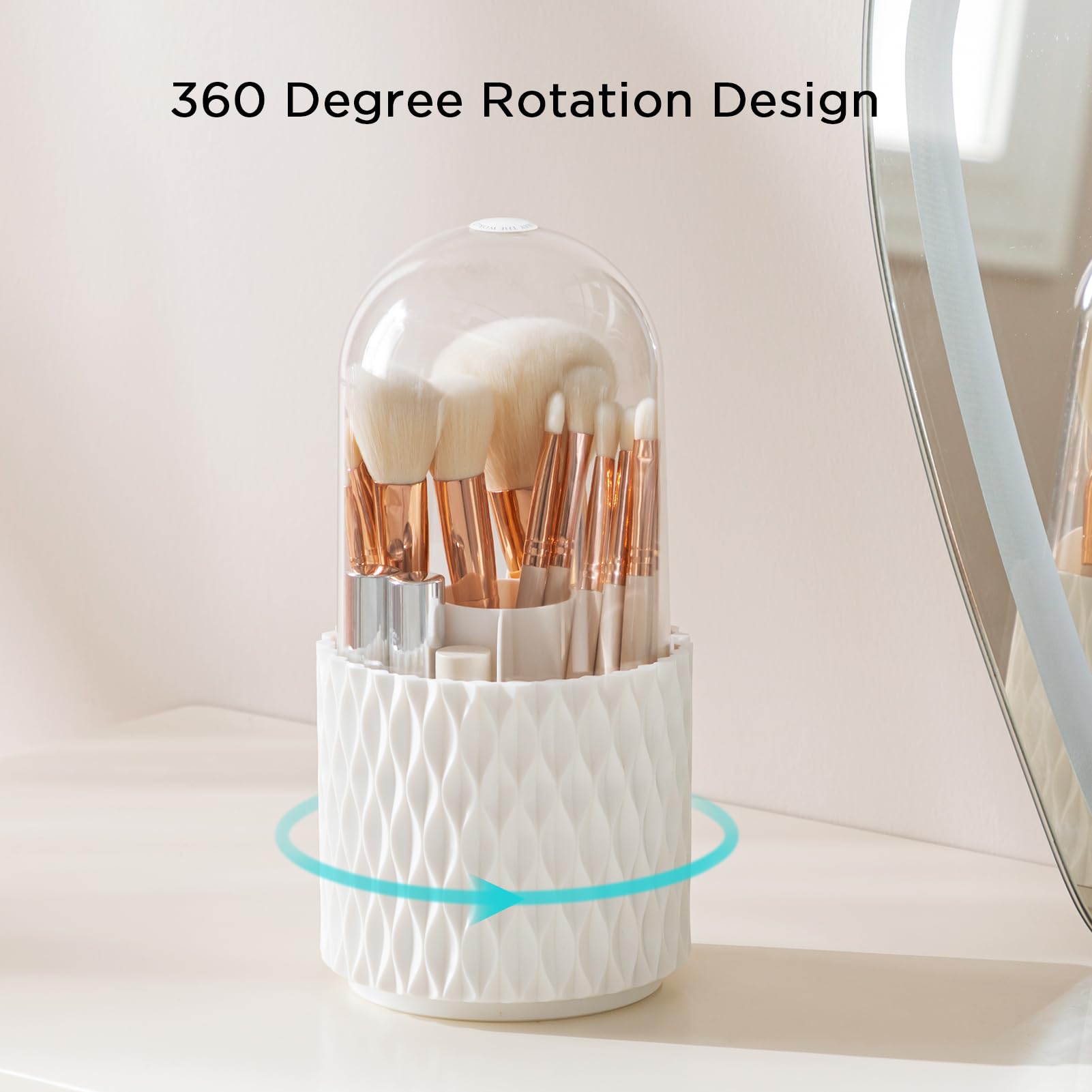 Hblife Makeup Brush Holder With Lid 360 Rotating Makeup Brush Organizer With Cover Cosmetic Organizer Dustproof Makeup Brushes C