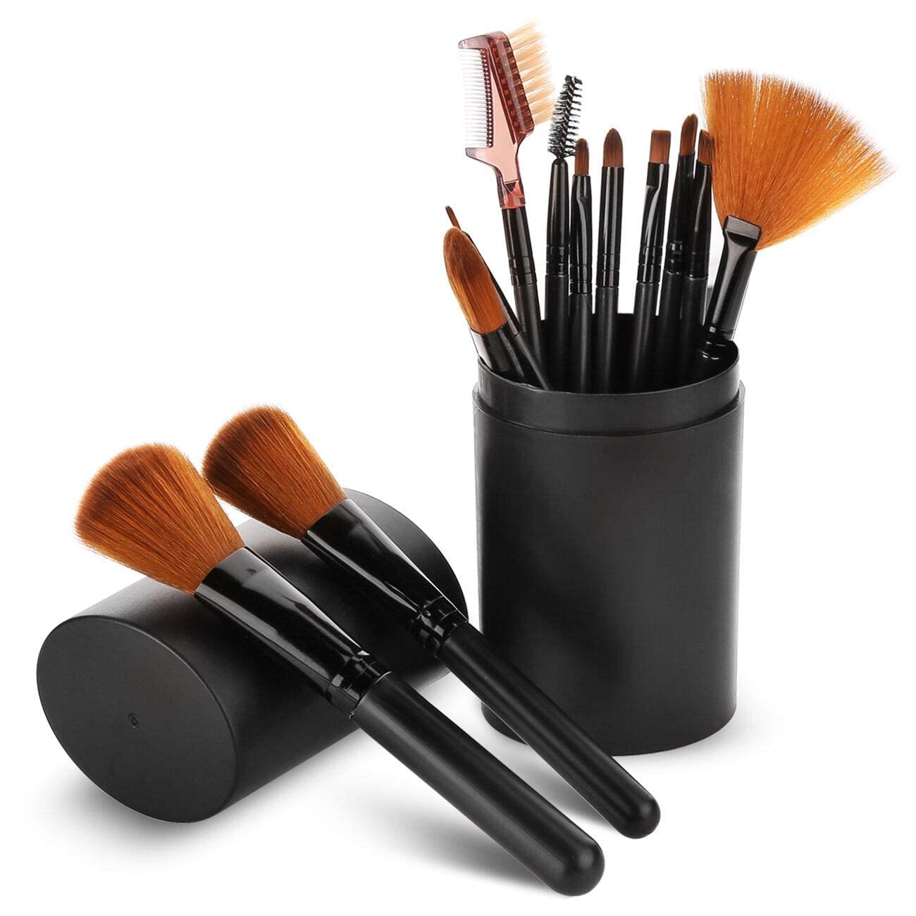 Sunisa Black Soft Synthetic Bristle Makeup Brushes Set Of 12 With Storage Box  (Pack Of 13)