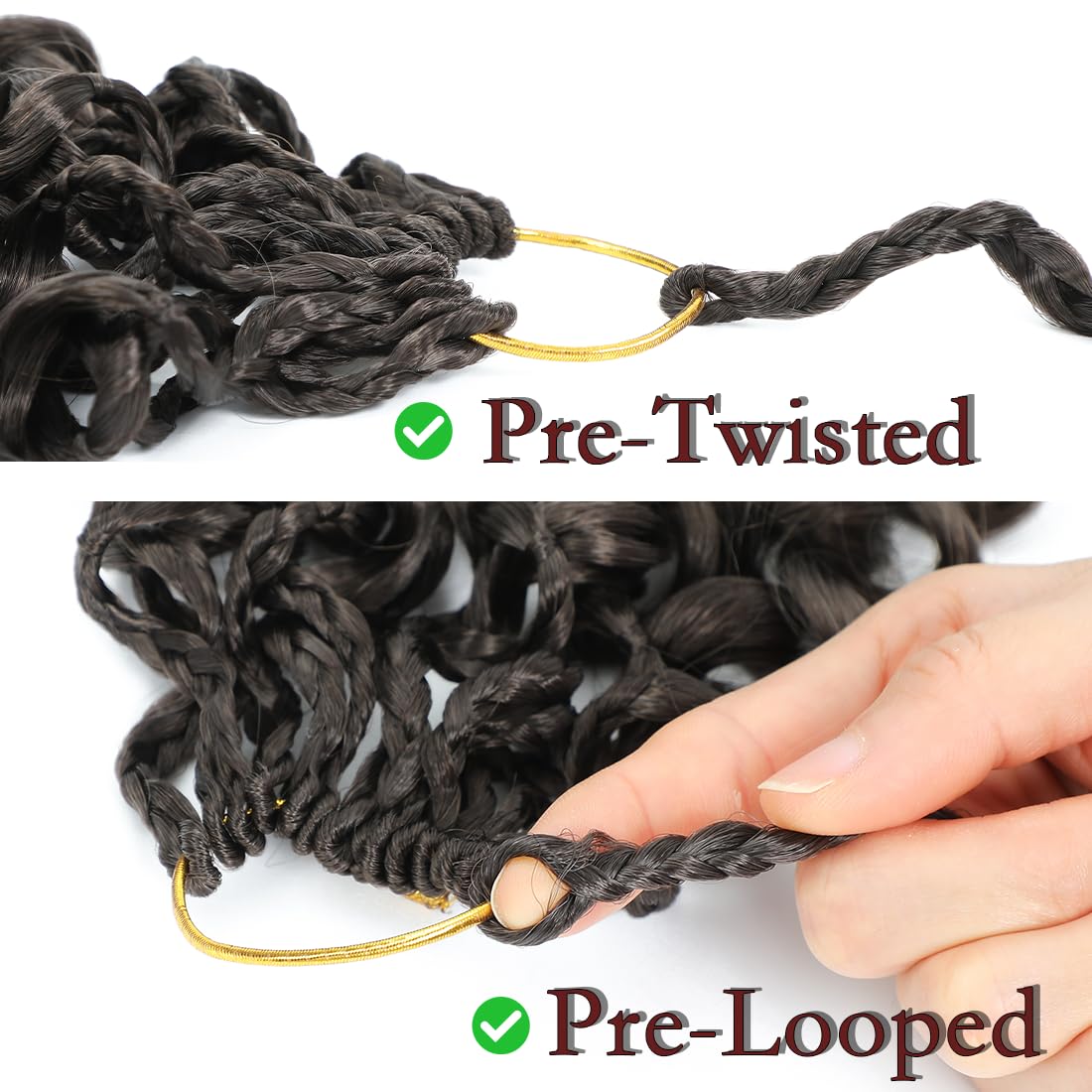 Pretwisted Gogo Curl Crochet Hair 14 Inch 8 Packs Short Curly Crochet Hair For Women Pre Looped Ocean Wave Crochet Hair Water Wa