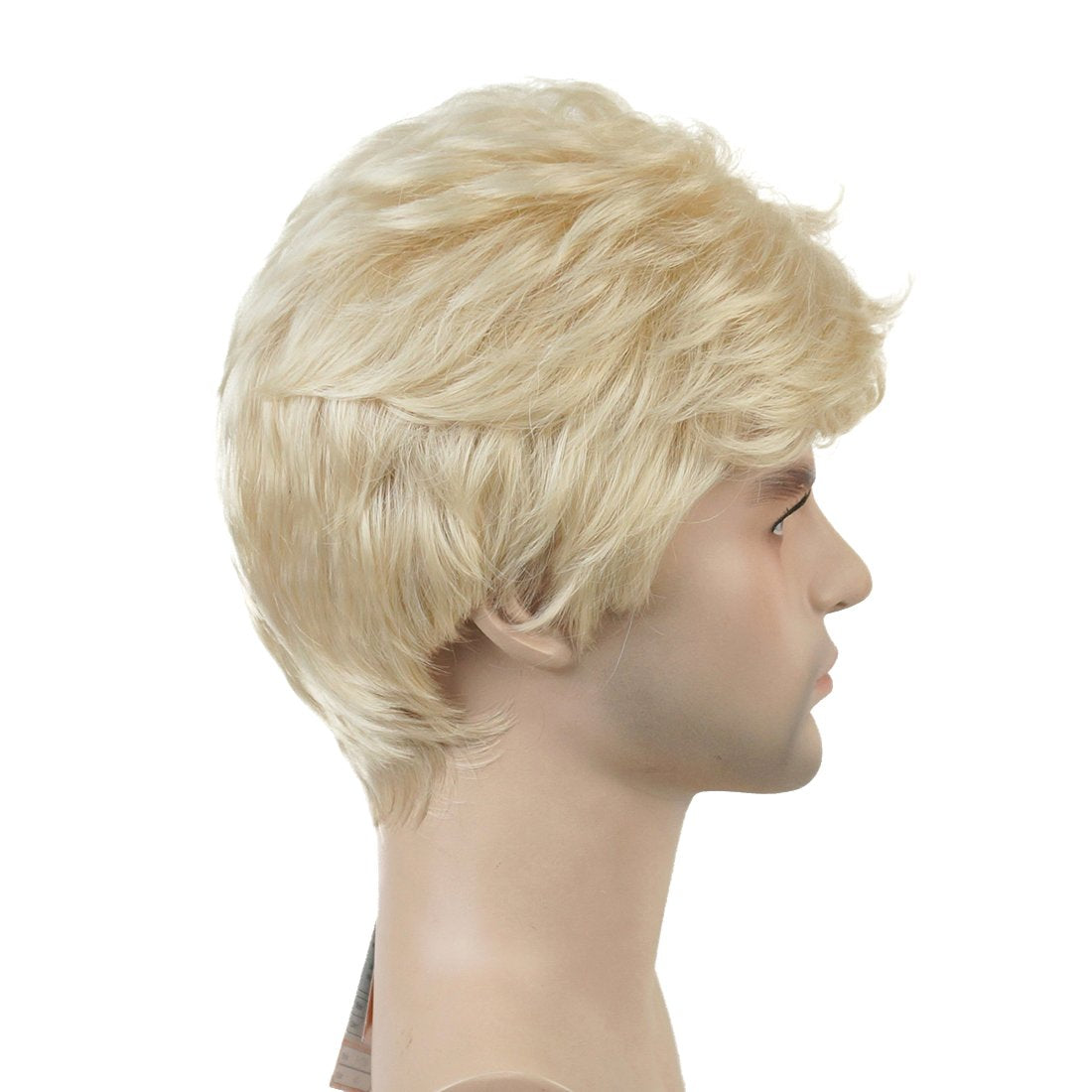 Lydell Men Wig Natural Short Straight Hair Synthetic Full Wigs (613 Light Blonde)