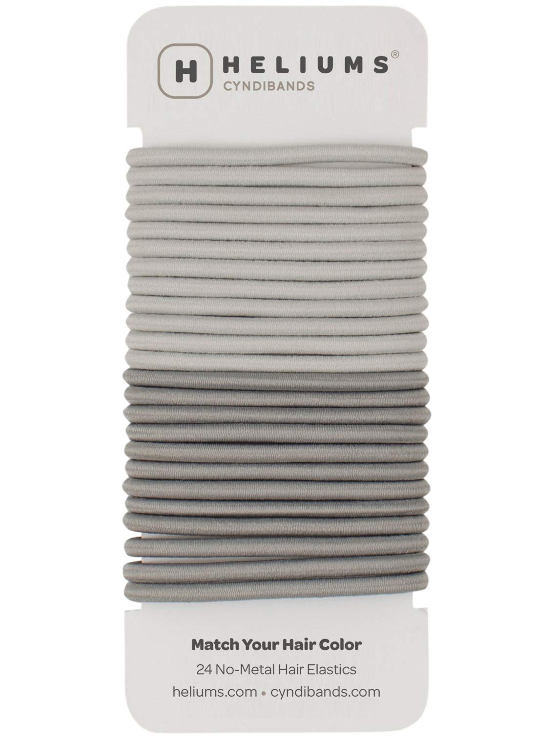 Cyndibands Hair Ties For Gray - 4Mm Elastic Ponytail Holders - Match Your Hair Color Bands - 24 Count (Light Silver/Gray)
