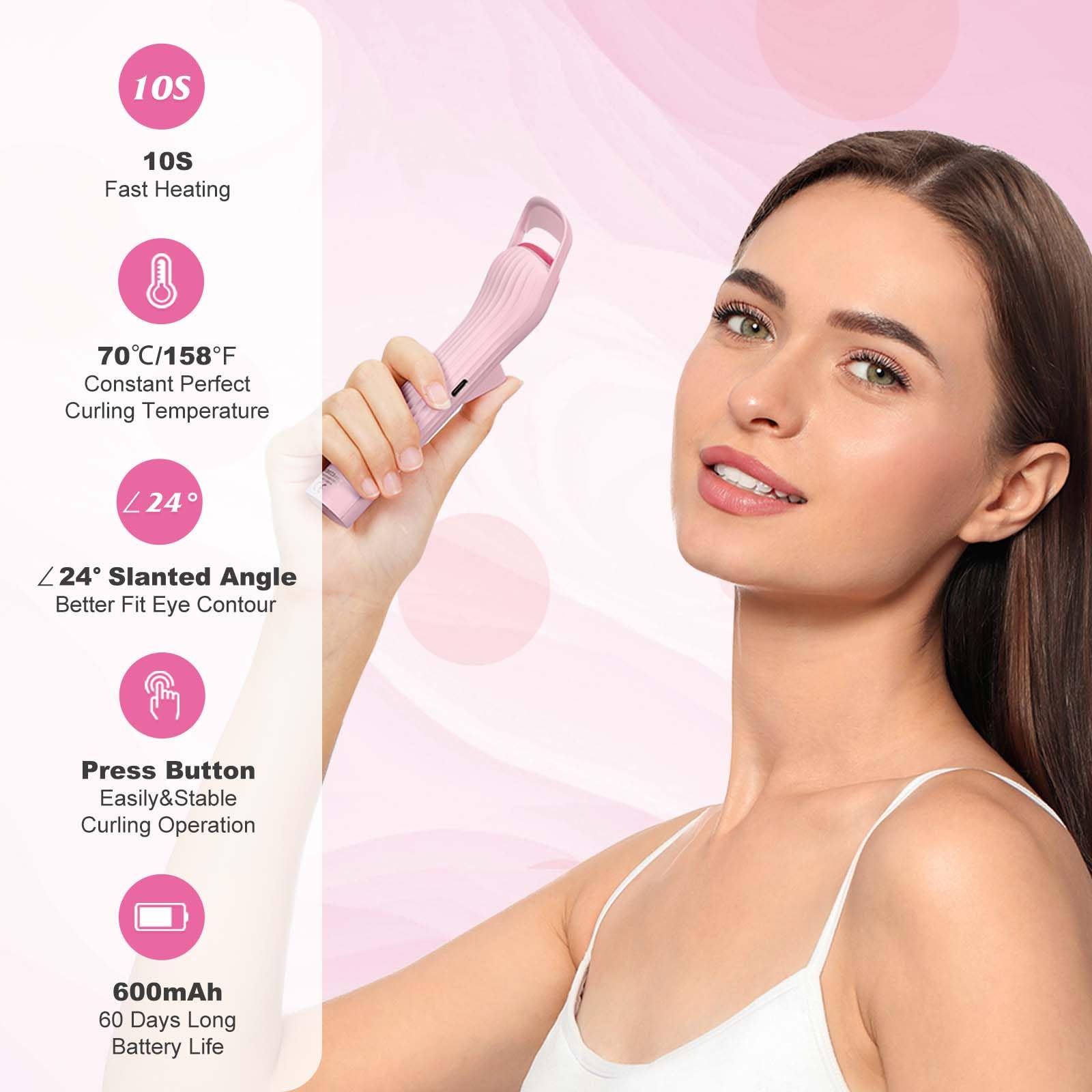 HEBECA Heated Eyelash Curlers, Electric Lash Curler with Innovative Heating Silicone Pad for Lifted Lashes 24 Hours,Quick Rechar
