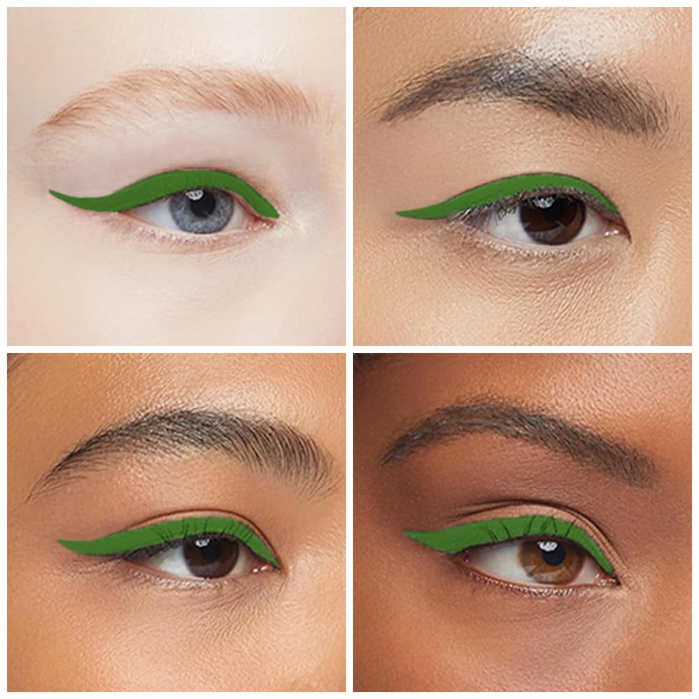 Amy'S Diary Green Gel Eyeliner Pencil,Waterproof Smudge Proof Eye Liner Pen,Cat Eye Goth Halloween Makeup,Eye Face Paint Lipstic