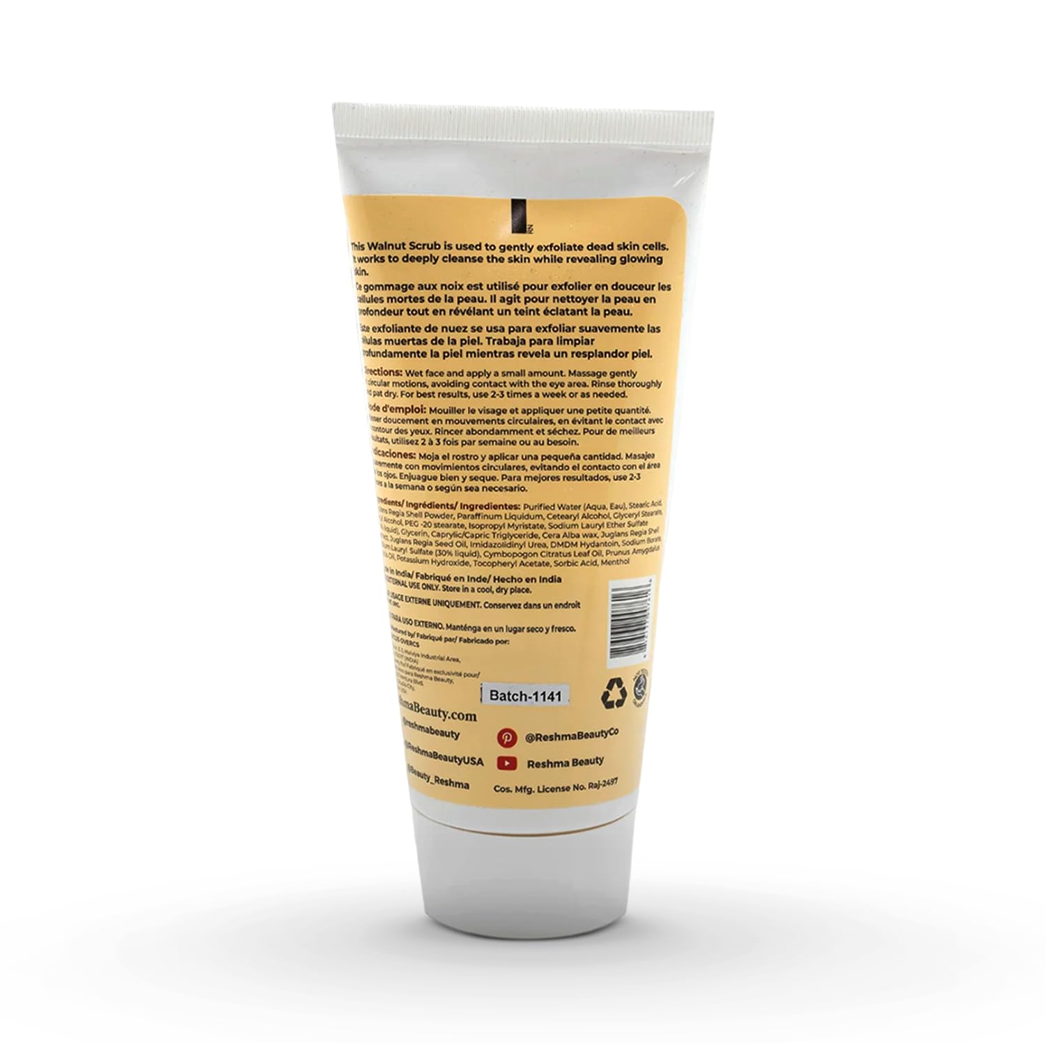 Reshma Beauty Walnut Scrub, Dual Action Cleanser Face & Body Scrub, Gentle for All Skin Types and Dull Skin, Deep Cleansing and