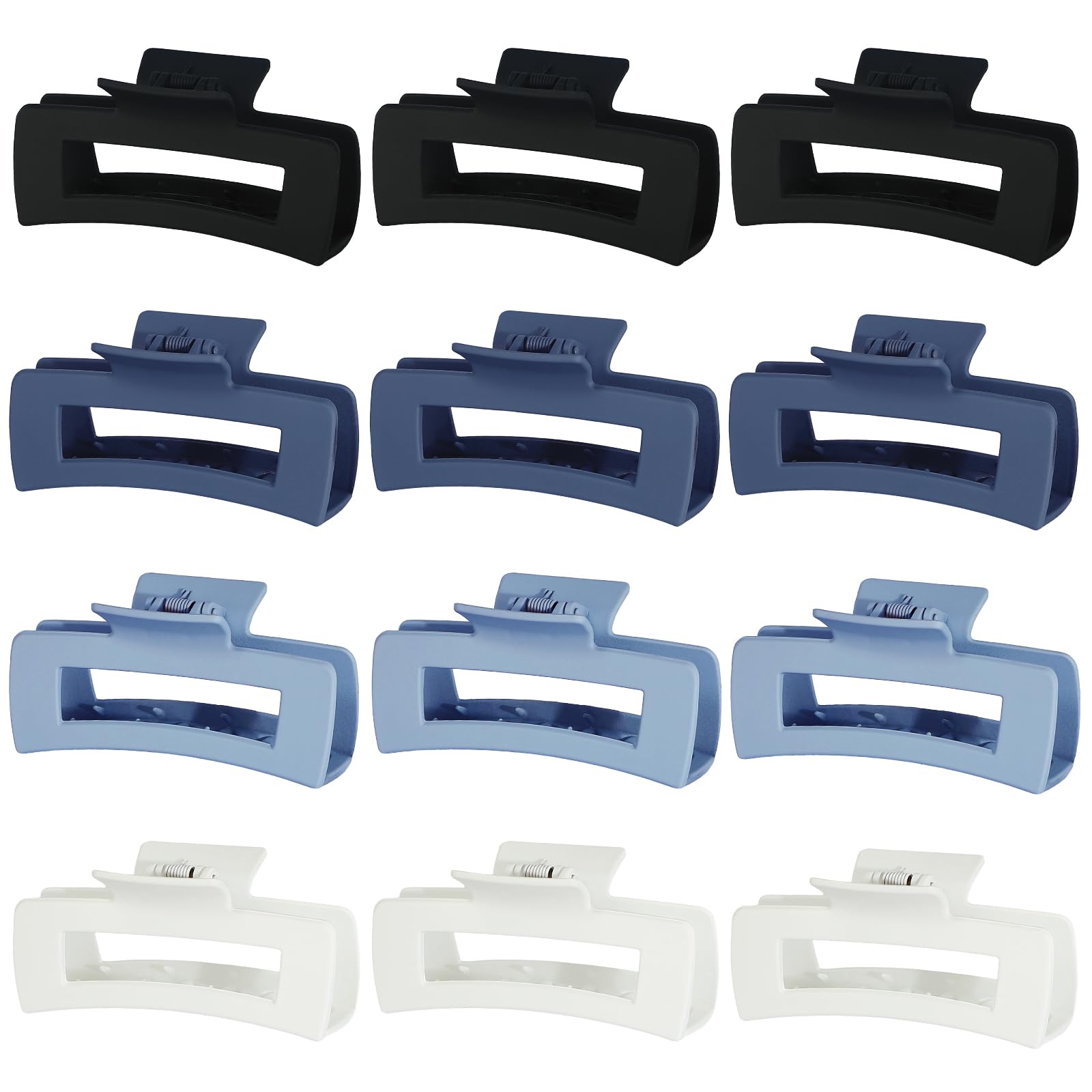 Sisiaipu Hair Clip, 4.1 Inch Large Square Hair Claws Clips 12 Pcs For Thick Hair - Blue, For Women And Girls