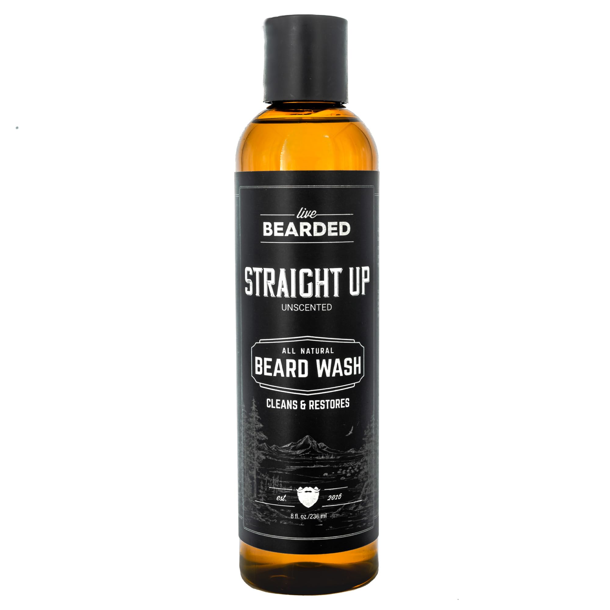 Live Bearded: Beard Wash - Straight Up - Beard And Face Wash - 8 Fl. Oz. - Water-Based Formula With All-Natural Ingredients For