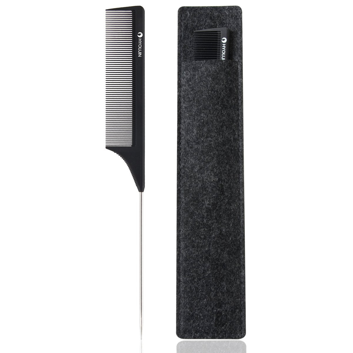 Hyoujin Carbon Hair Rat Tail Combs Parting Rattail Combs Teasing Fine Tooth Comb Metal Hair Pick Detangling Combs For Women For