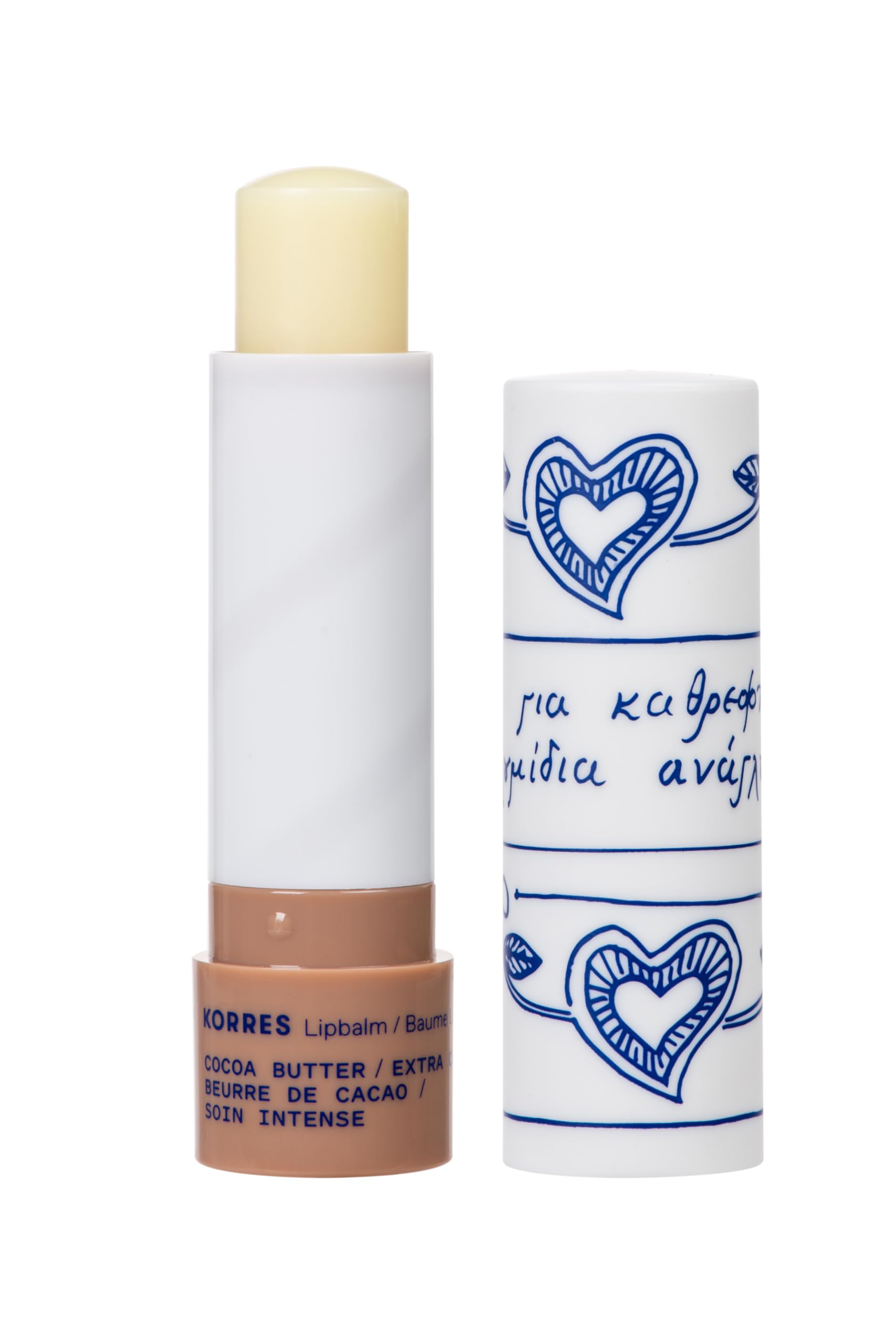 KORRES Lip Butter Stick Cocoa Butter Hydrating Lip Balm with Greek Hypericum Balsam Oil, Moisturizing & Subtle Tint for Soft Lip