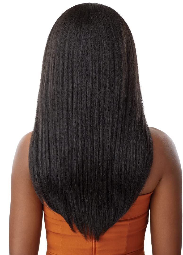 Outre - 5X5 Lace Closure Wig - Human Hair Blend - Kinky Straight 24 (DR2/CHOCOLATE SWIRL)