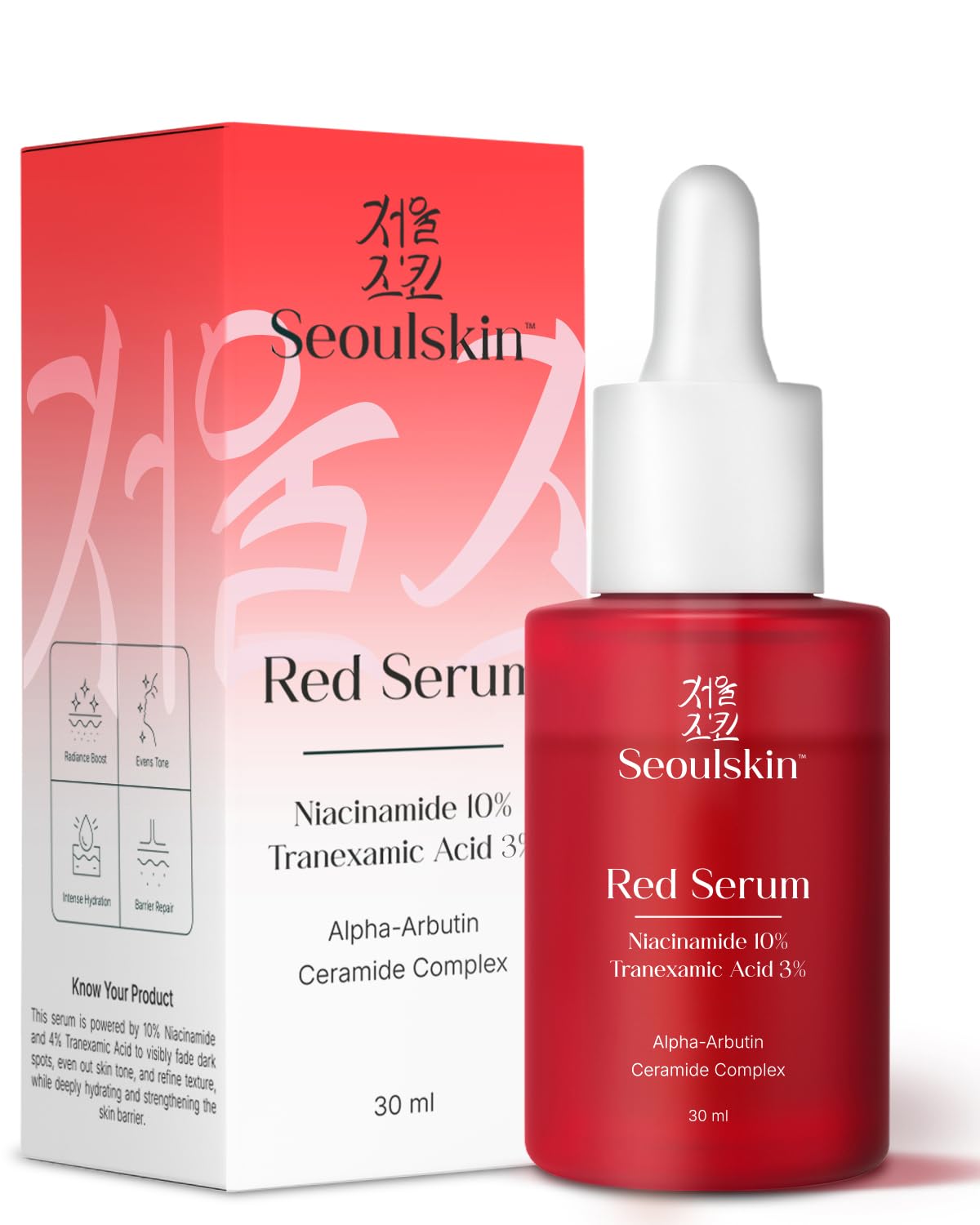 Seoulskin Red Serum For Face | Niacinamide 10% + Txa Serum | Hydrating Face Serum For Men & Women | 30Ml