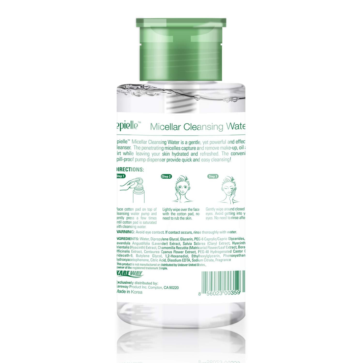 Epielle Micellar Cleansing Water | Makeup Remover For All Skin Types | Gently Cleanses Skin | 8 Fl Oz (1 Pack) | Ideal For Beaut