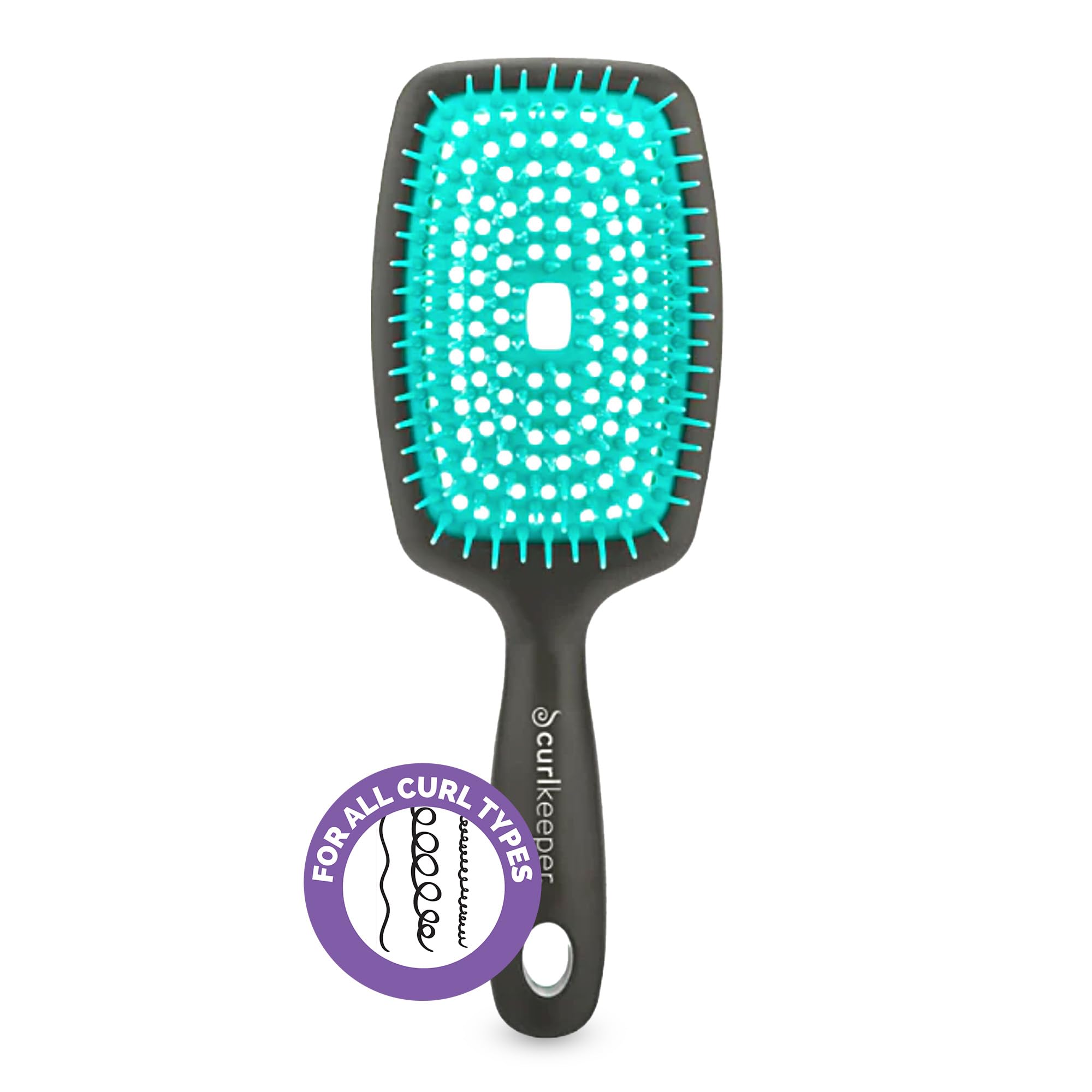 Curl Keeper Flexy Hair Brush, Turquoise - Detangling Hair Brush With Flexible Bristles For Shower Use, Combing Through Curls & R
