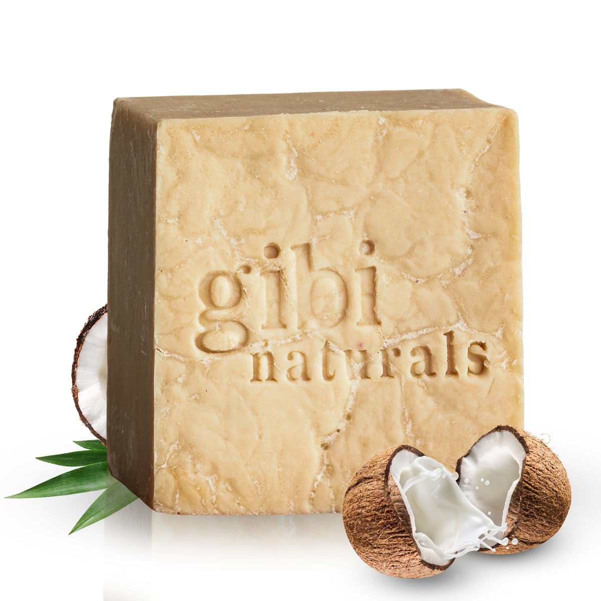 GIBI Coconut Soap Bar - 7.06 Oz Moisturizing Coconut Soap for Face & Body - Gently Cleanses & Soothes Sensitive Skin - Natural C