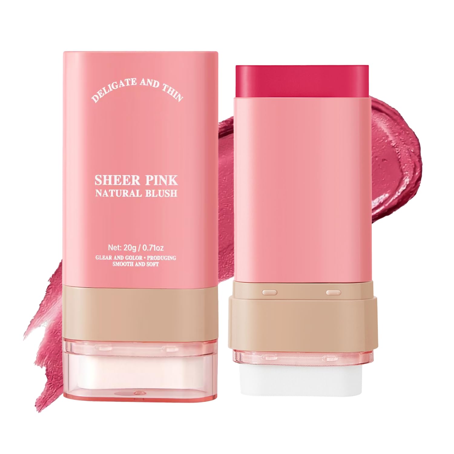 3in1 Cream Blush Stick for Eyes Lips Cheeks, Waterproof LongLasting Tinted Solid Moisturizer, Lightweight MatteDewy Finish, 