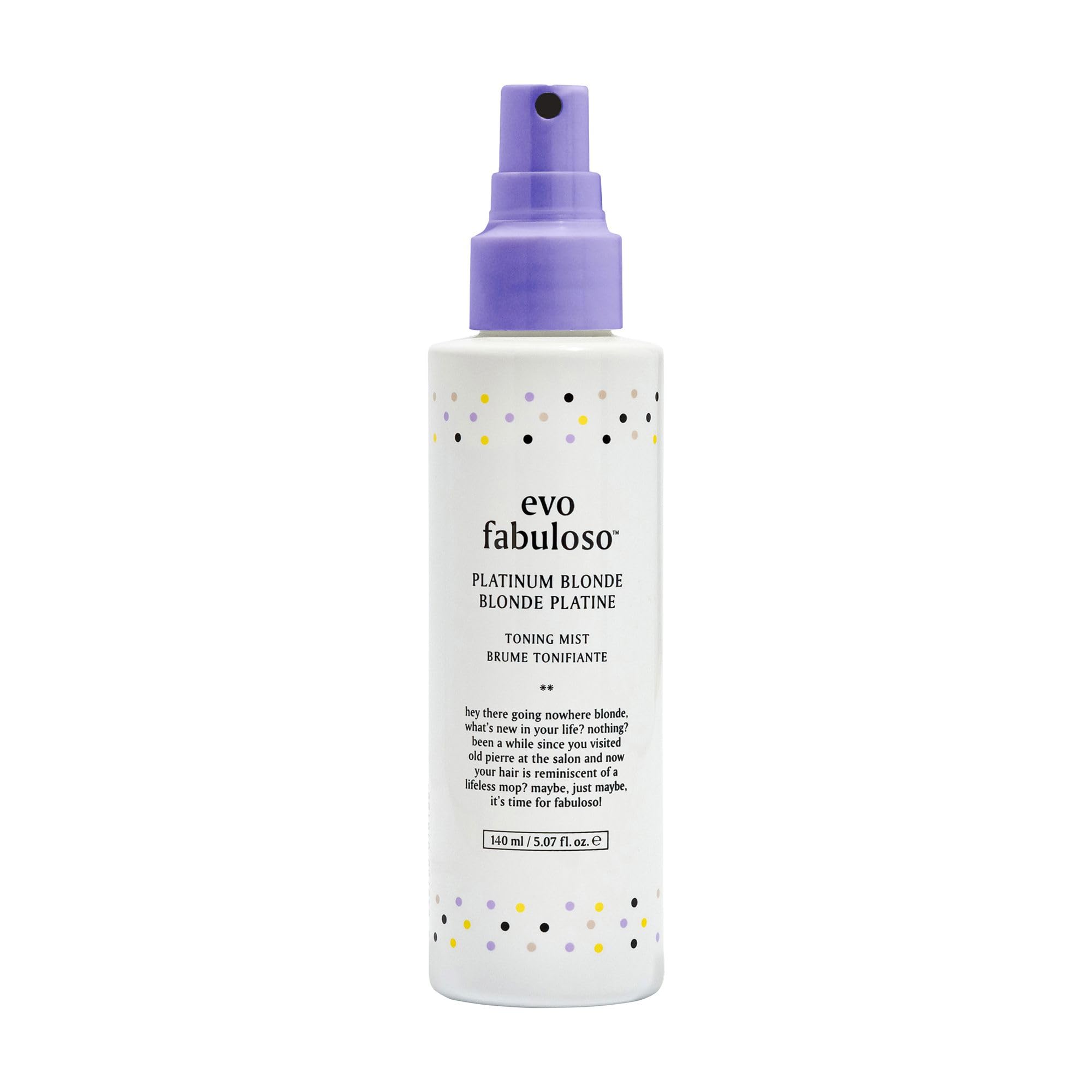 Evo Fabuloso Platinum Blonde Toning Mist - Platinum Hair Toner - Enhances Vibrancy, Neutralizes Yellow Tones - 4.7 fl.oz / 140ml