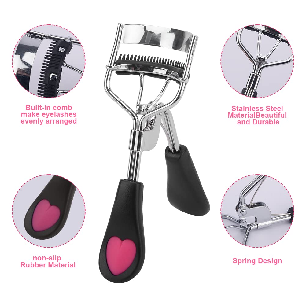 14 Pcs Eyelash Curler Set, 3 In 1 Eyelash Curler With Built In Comb, Include Eyelash Curler, Eyelash Comb Eyebrow Brush And Refi