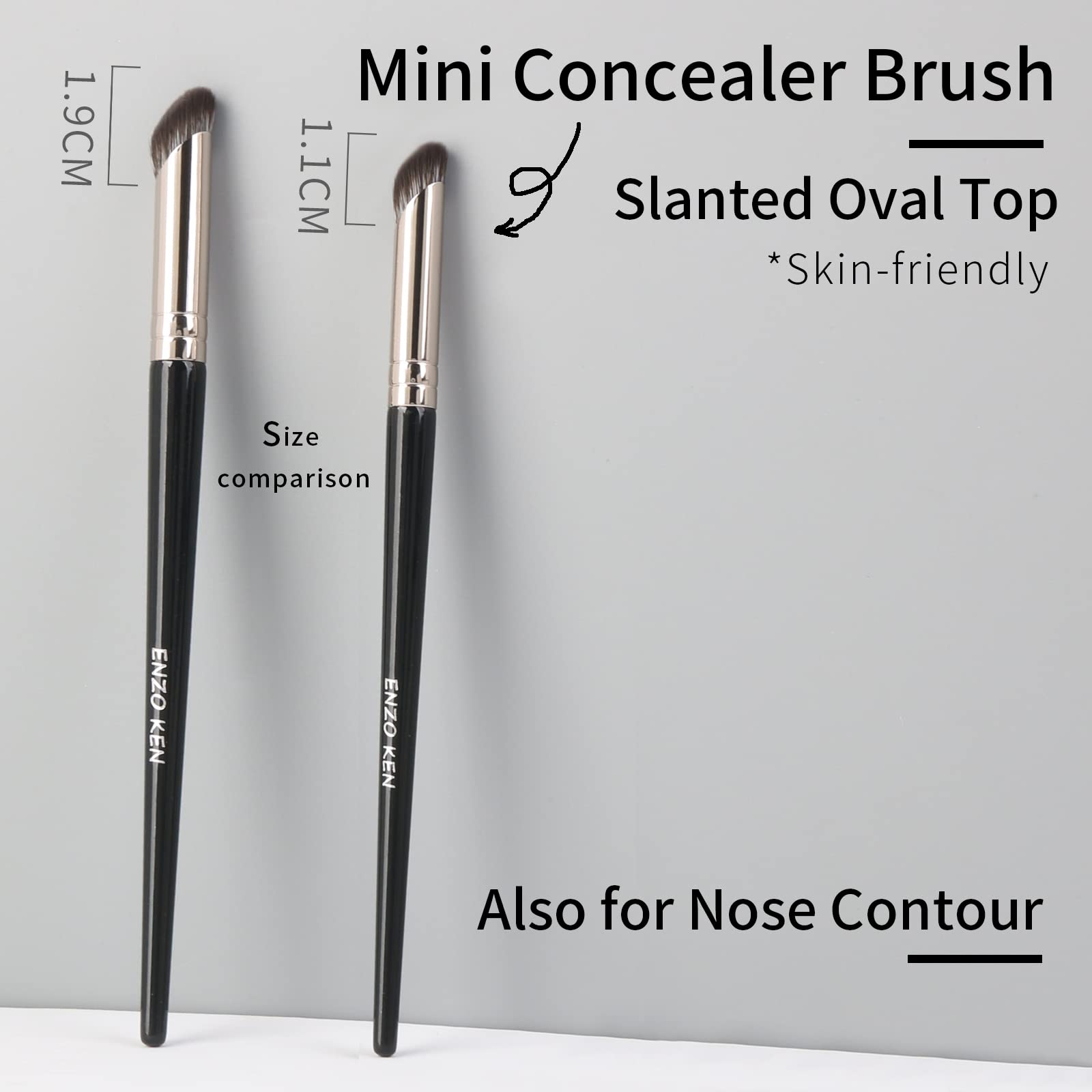 ENZO KEN Mini Angled Concealer Brush Under Eye, Concealer Brush, Small Nose Contour Brushes, Nose Brush Contour, Angle Concealer