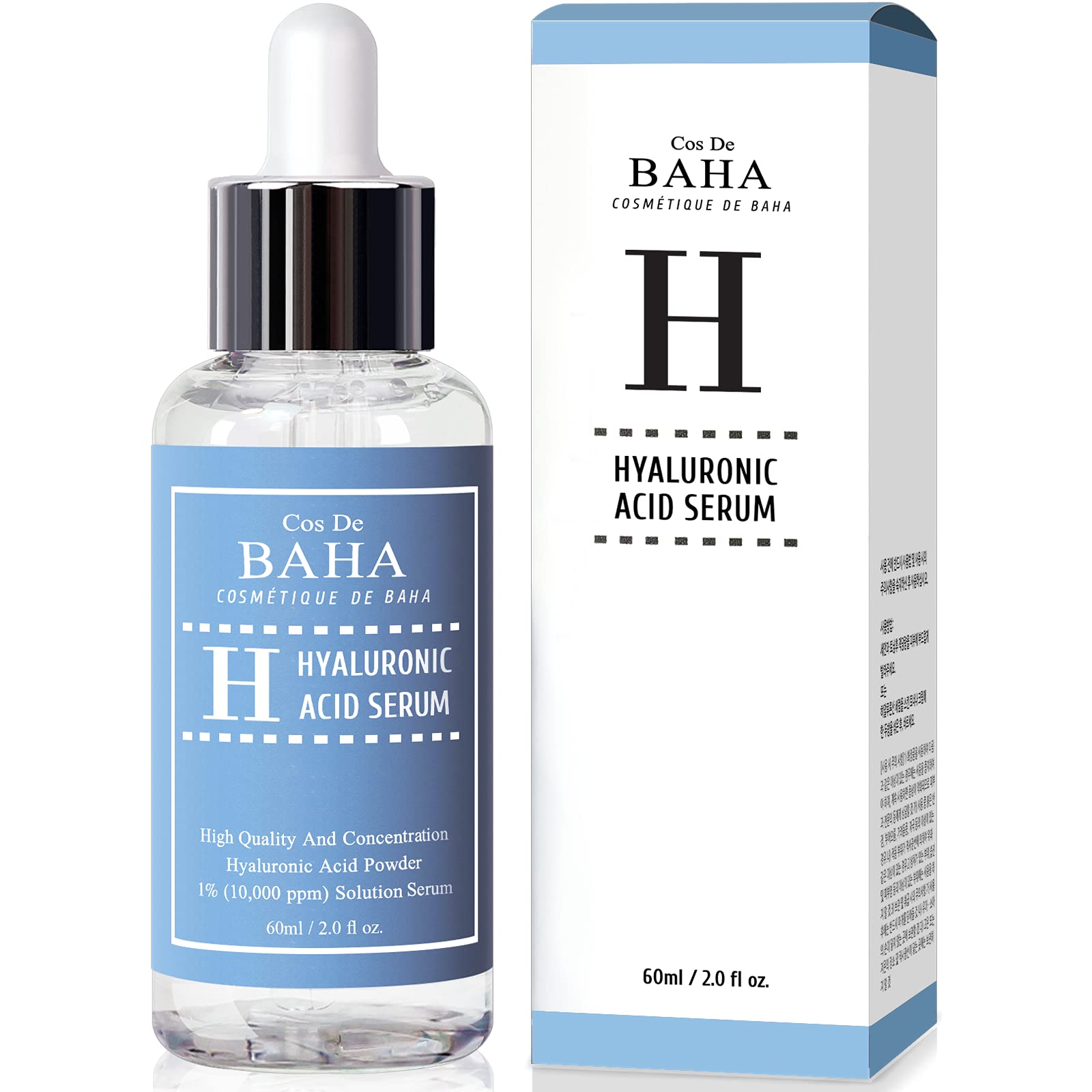 Pure Hyaluronic Acid 1% Powder Serum for Face 10,000ppm - Fine Line + Intense Hydration + facial moisturizer + Visibly Plumped S