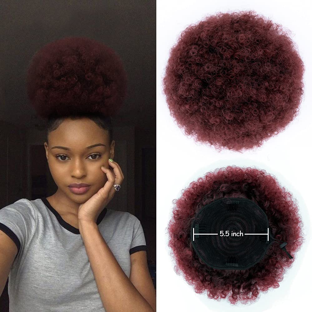Yinmei Baibian Large Afro Puff Drawstring Ponytail Kinky Curly High Puff Ponytails Bun Hairpiece Synthetic Kanekalon African Ame