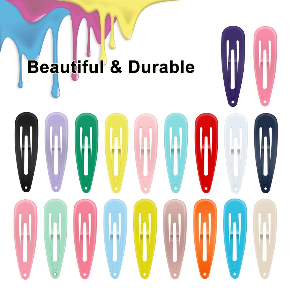 ECADY Hair Clips - 100-Pack Non-Slip Snap Barrettes, 2 Inch, Metal, Assorted Colors for Girls, Women, Kids